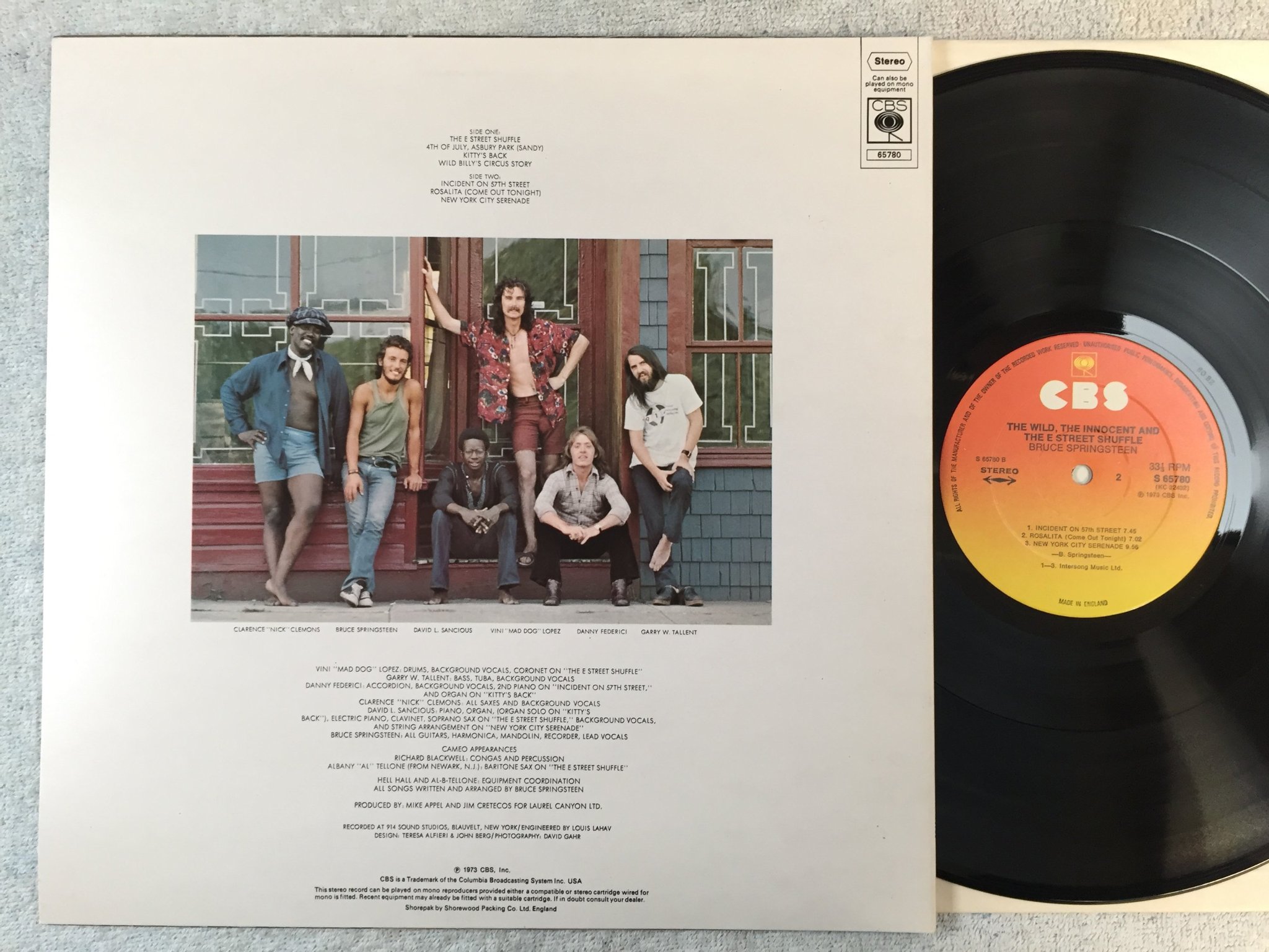 Omslagsbild för skivan BRUCE SPRINGSTEEN the wild, the innocent & the e street shuffle LP UK CBS S 6578