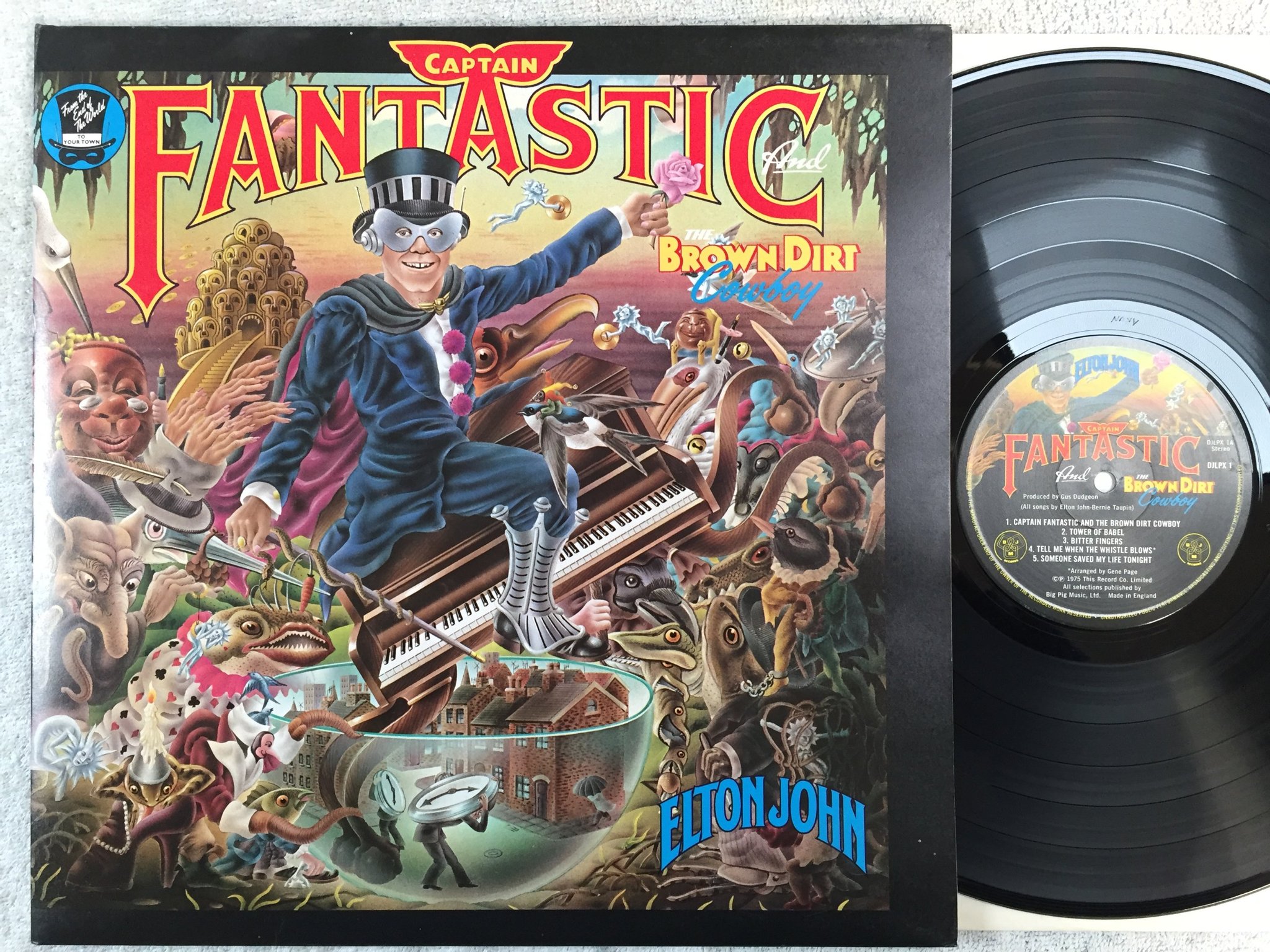 Omslagsbild för skivan ELTON JOHN captain fantastic LP -75 UK DJM DJLPX1 w/ all inserts