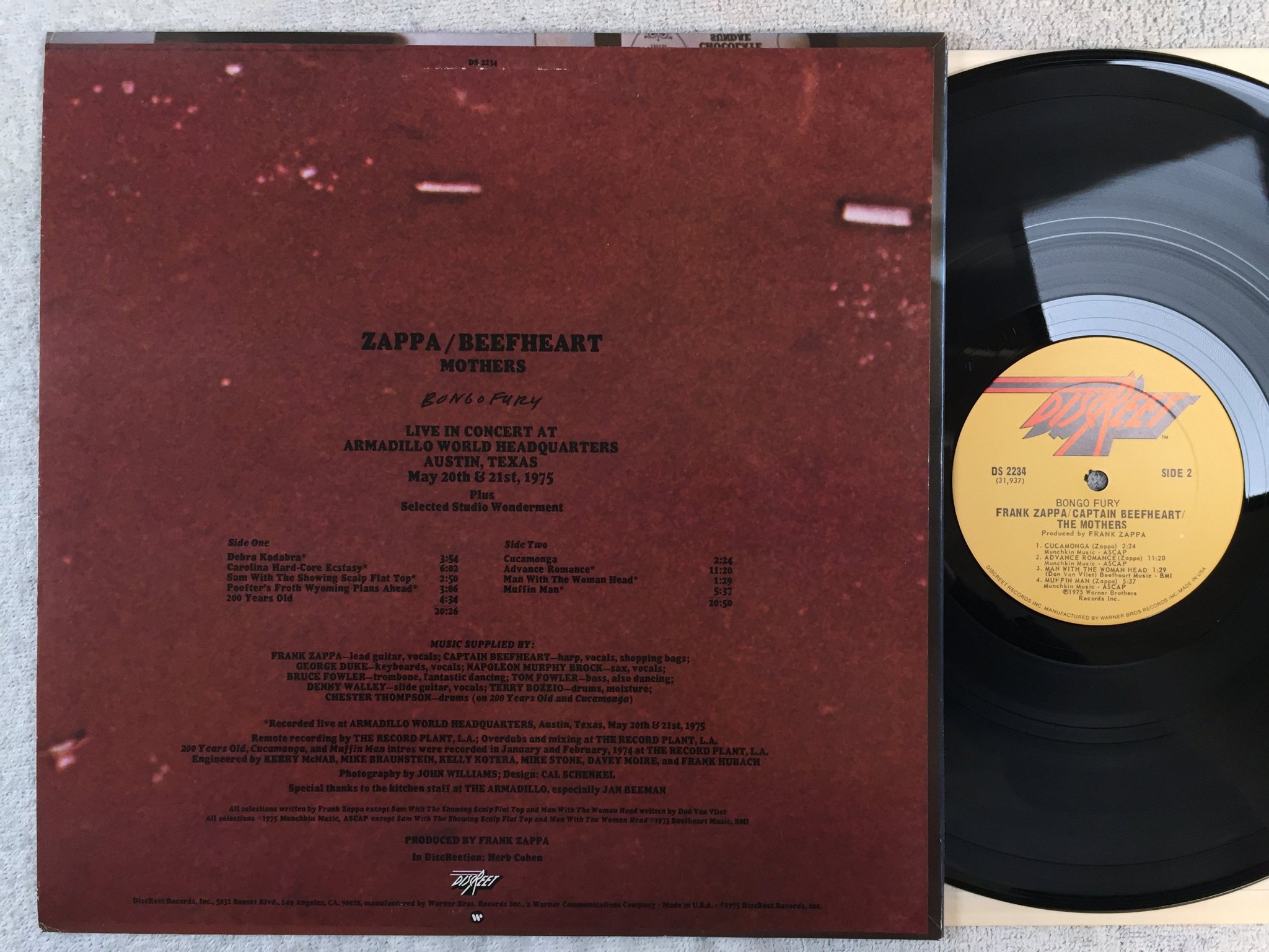 Omslagsbild för skivan ZAPPA / BEEFHEART / THE MOTHERS bongo fury LP -75 US DISCREET DS 2234