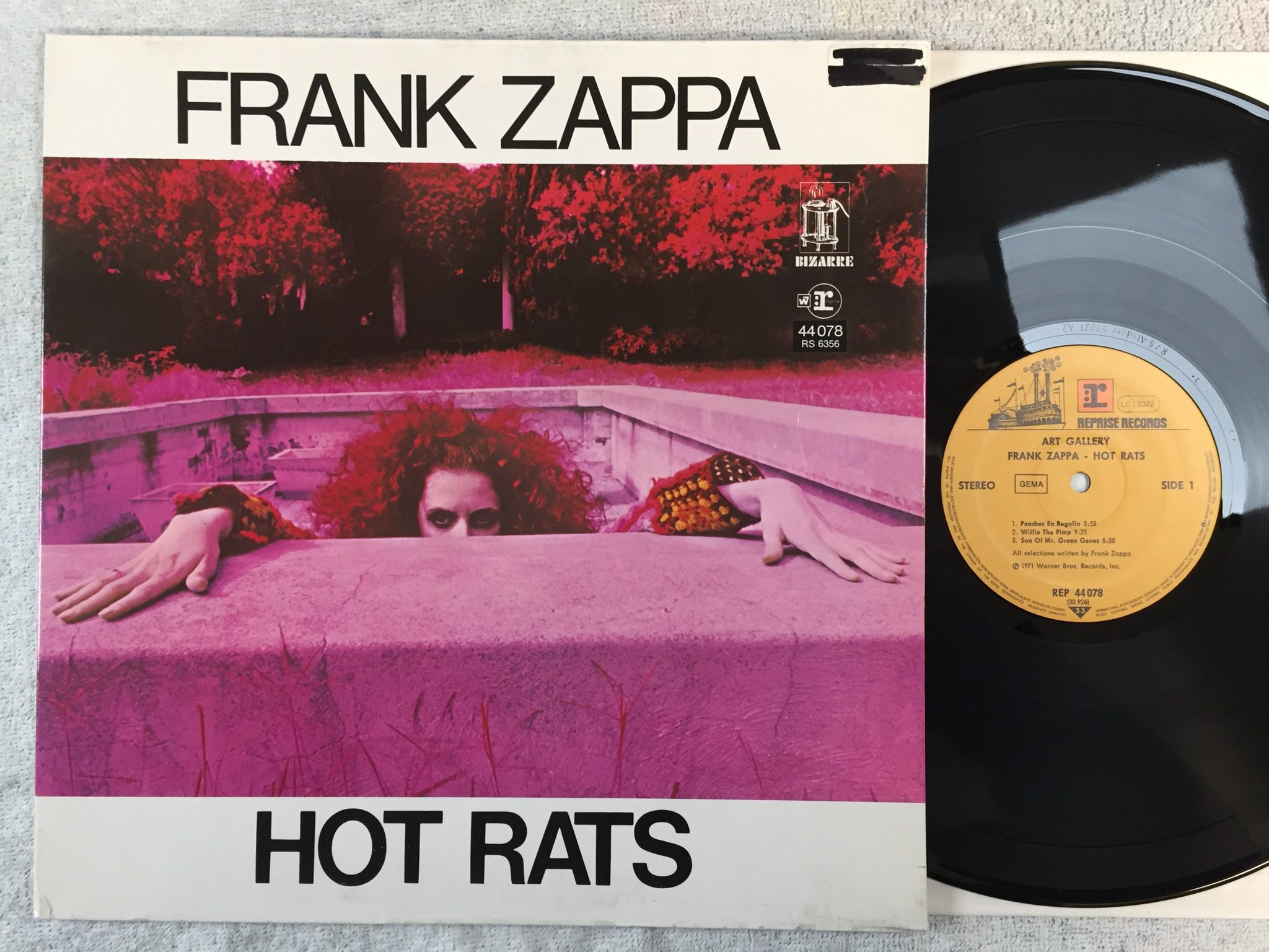 Omslagsbild för skivan FRANK ZAPPA hot rats LP -71 Ger REPRISE REP 44078