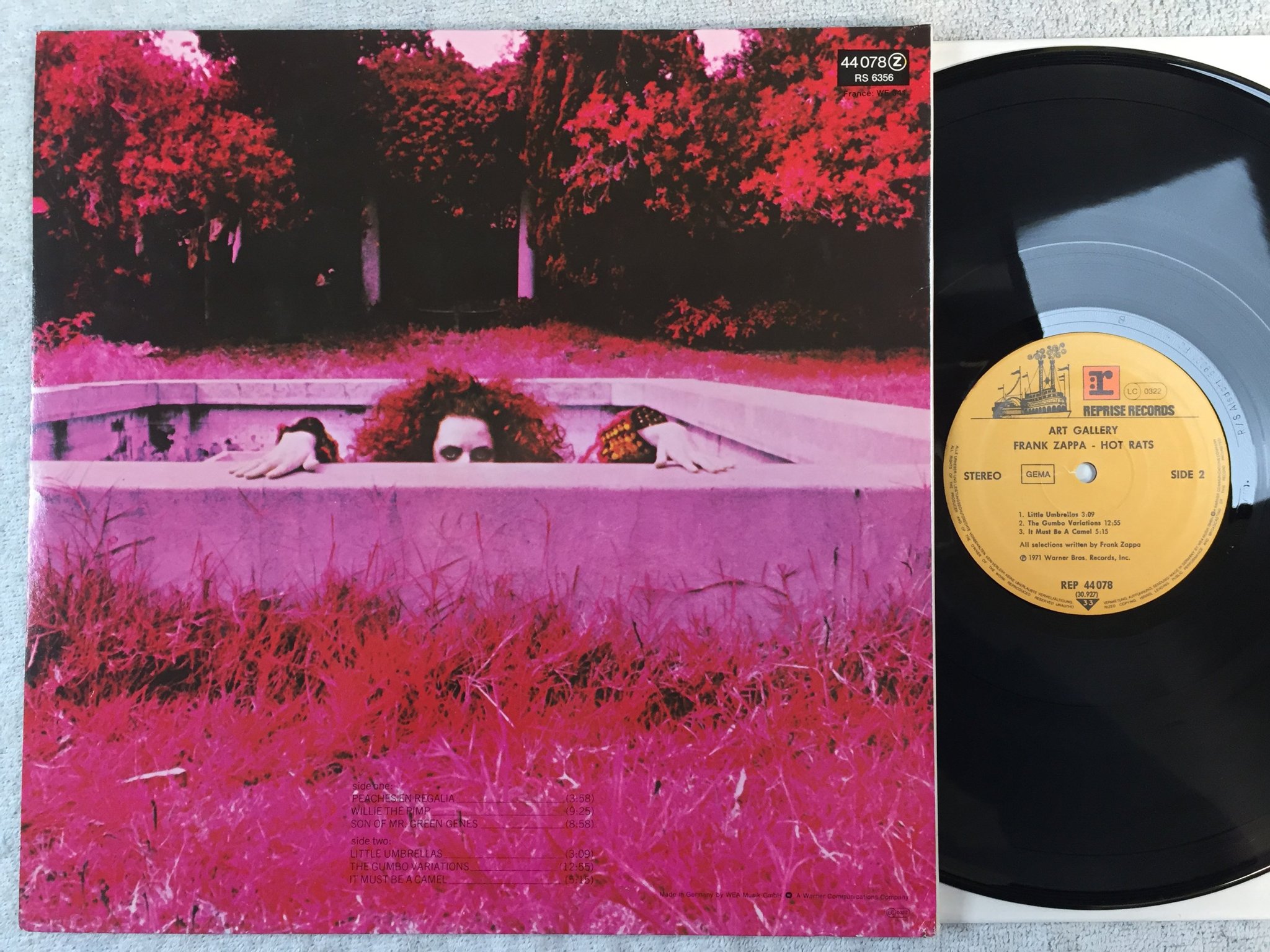 Omslagsbild för skivan FRANK ZAPPA hot rats LP -71 Ger REPRISE REP 44078