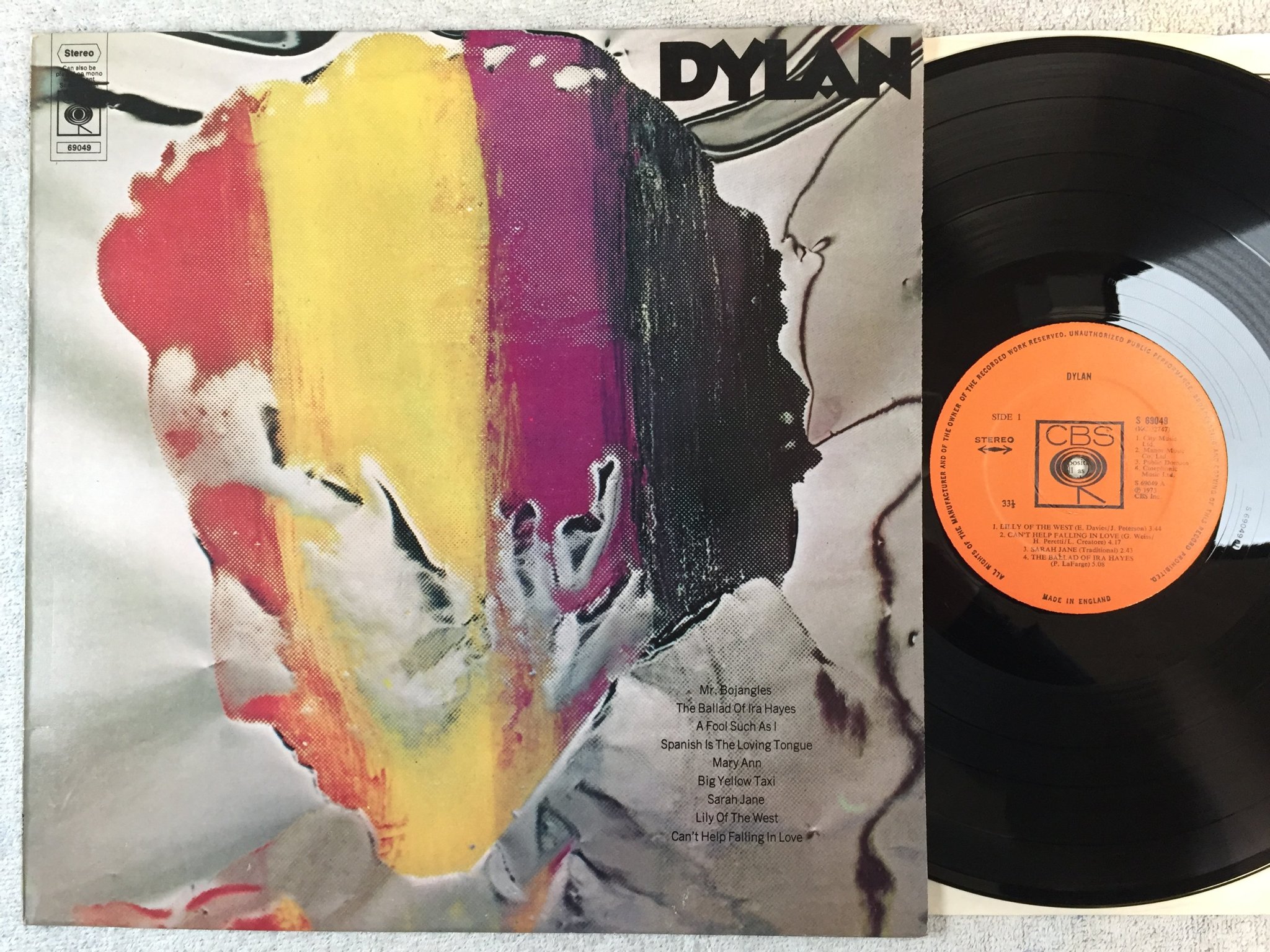 Omslagsbild för skivan BOB DYLAN dylan LP -73 UK CBS S 69049