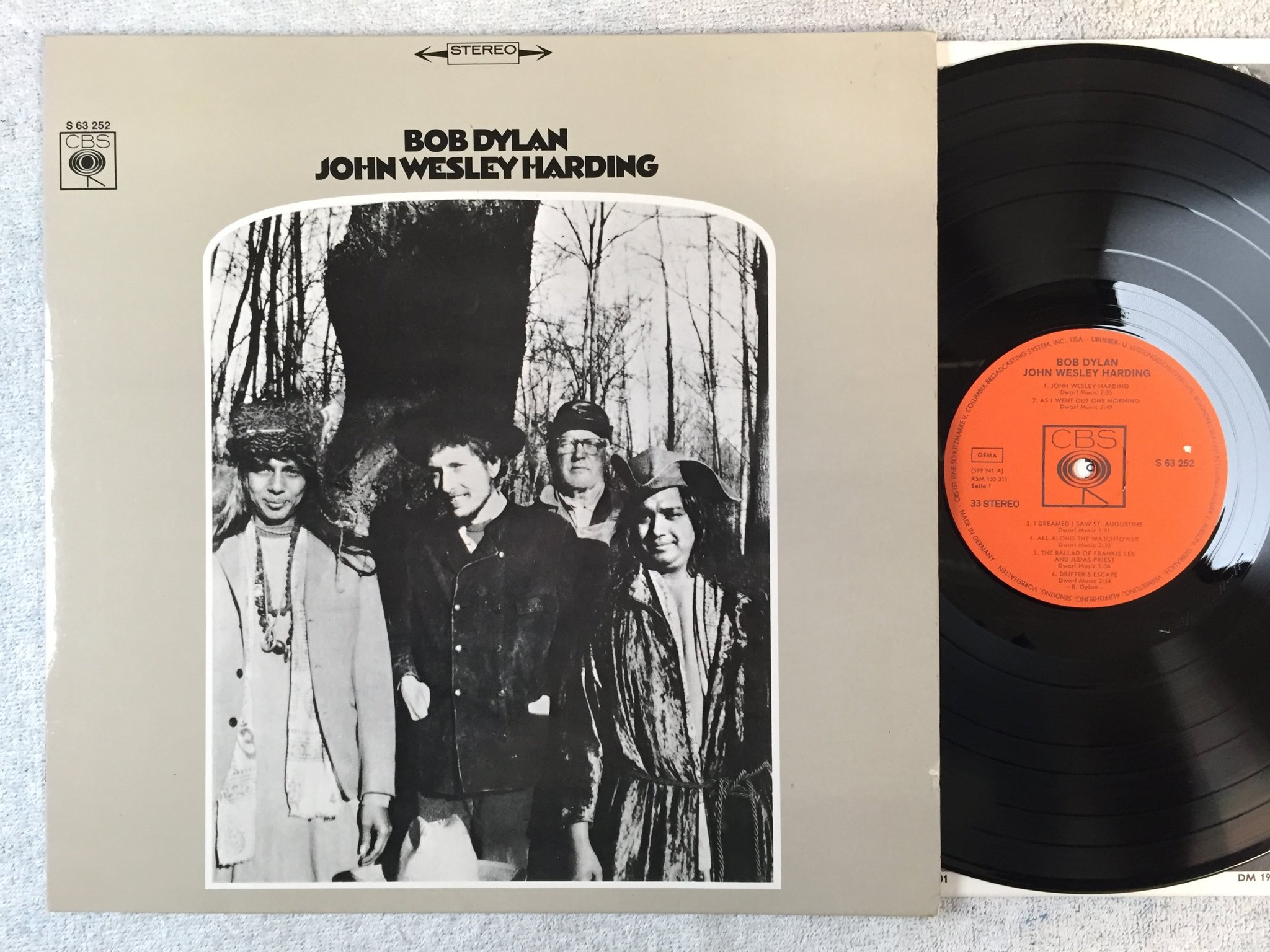 Omslagsbild för skivan BOB DYLAN John Wesley Harding LP  Ger CBS S 63 252
