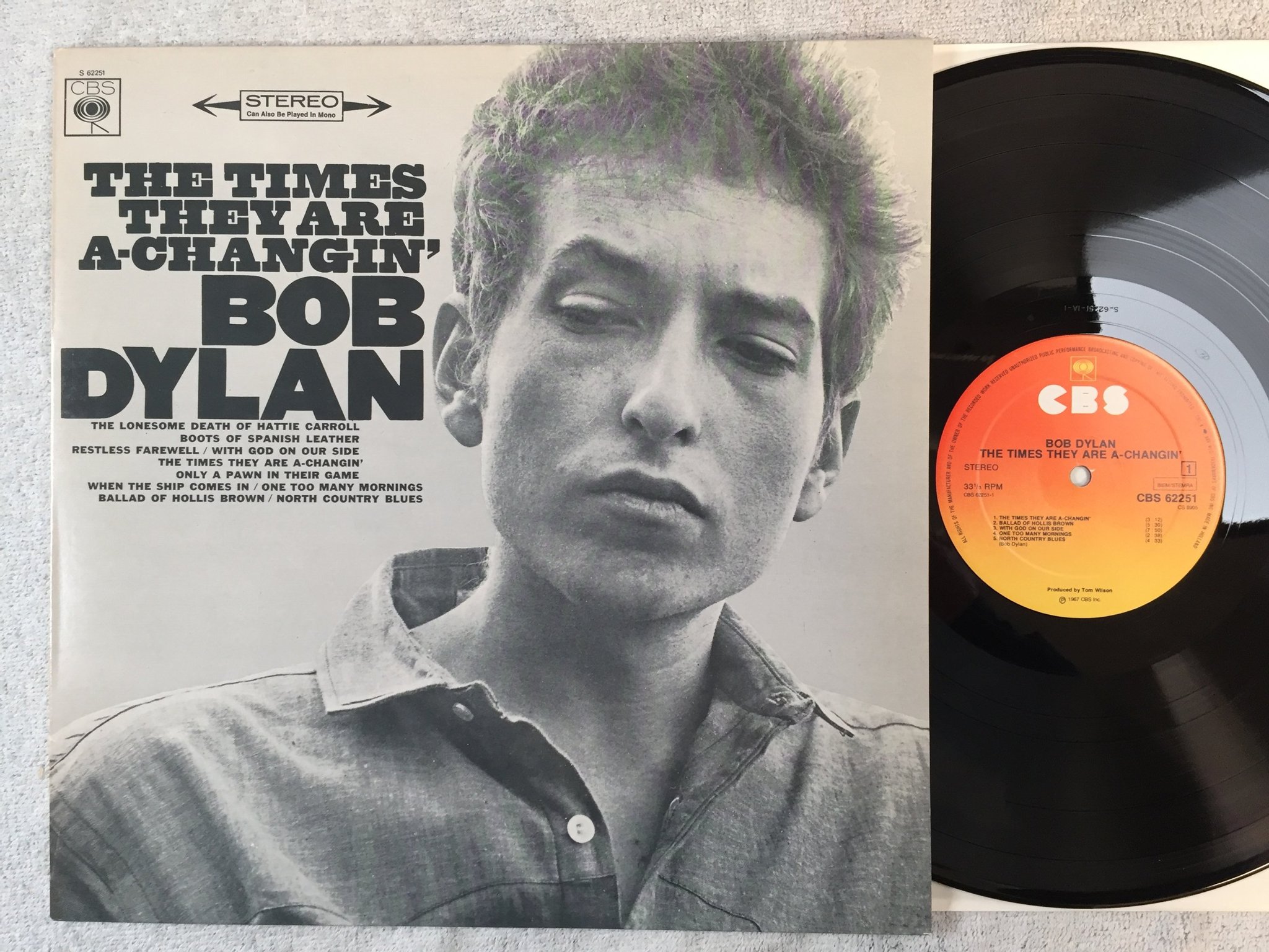 Omslagsbild för skivan BOB DYLAN the times they are A-changin' LP  Hol CBS 62251