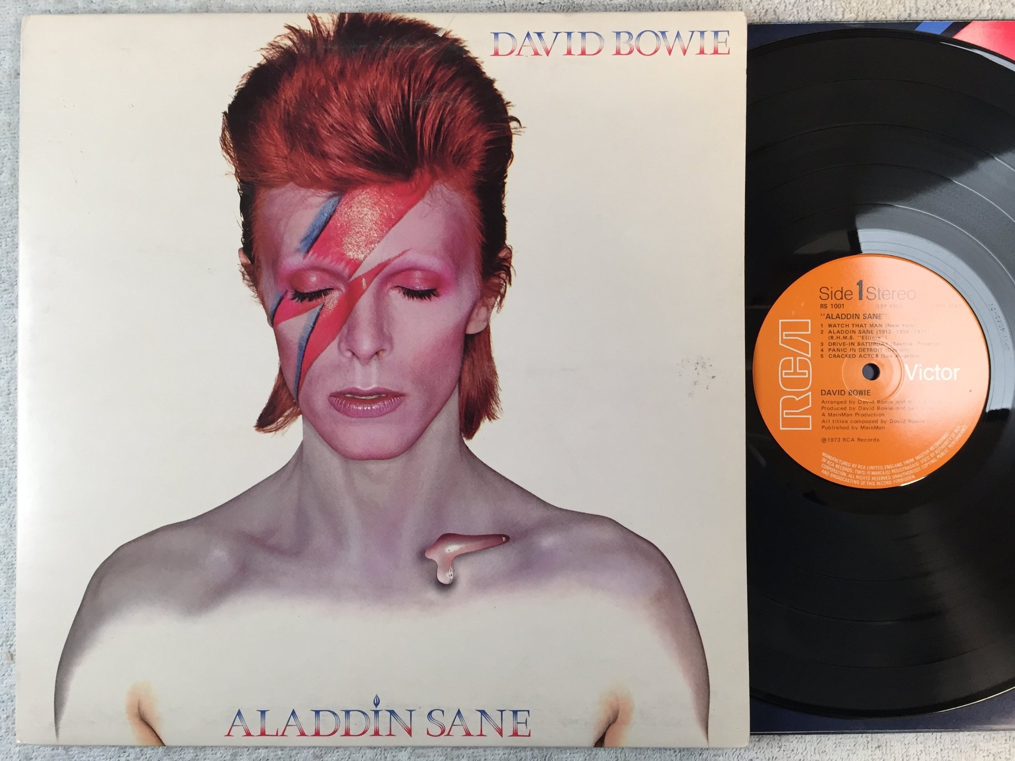 Omslagsbild för skivan DAVID BOWIE " aladdin sane " LP -73 UK RCA RS 1001 