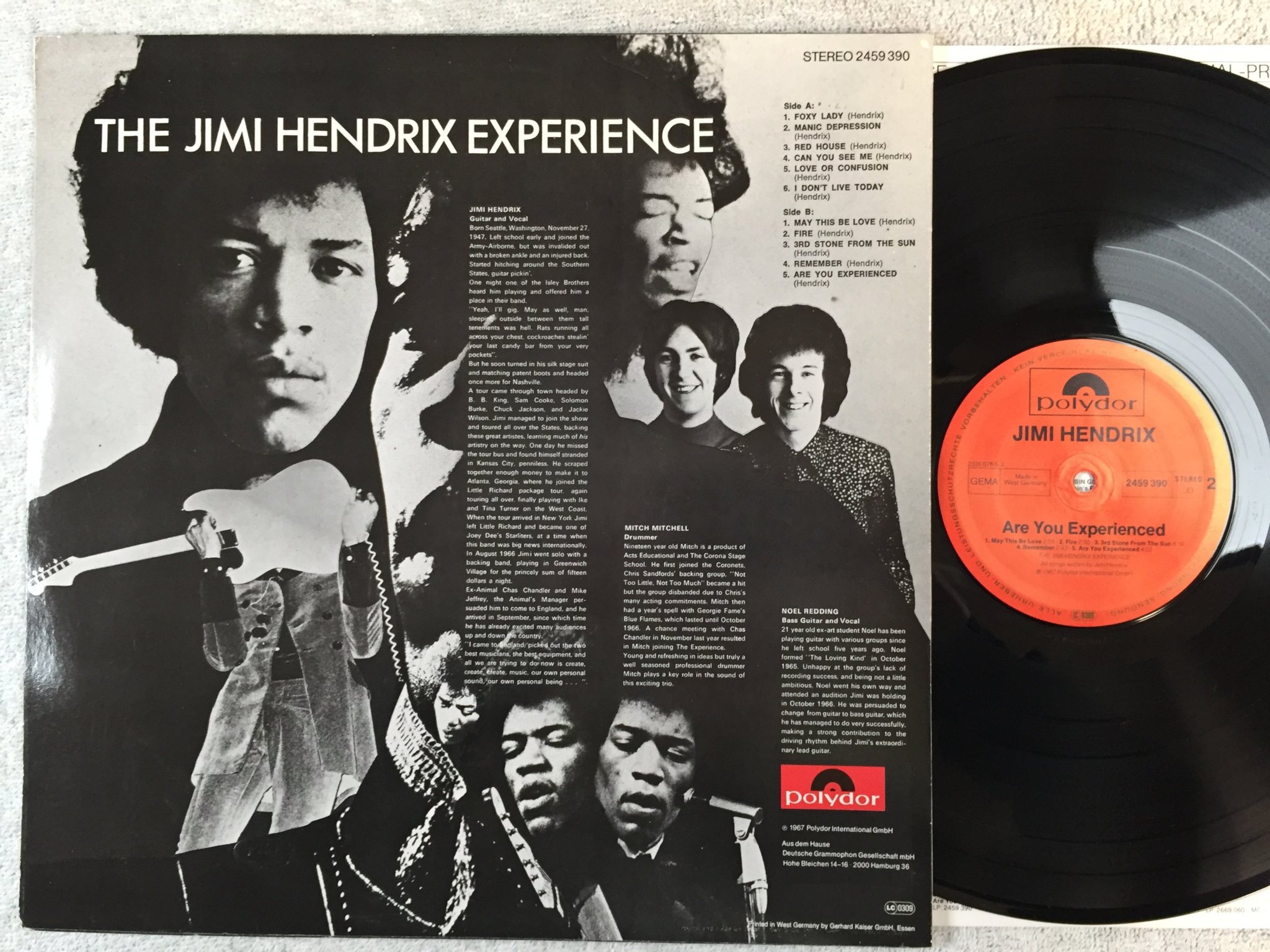 Omslagsbild för skivan JIMI HENDRIX are you experienced LP re Ger POLYDOR 2459390