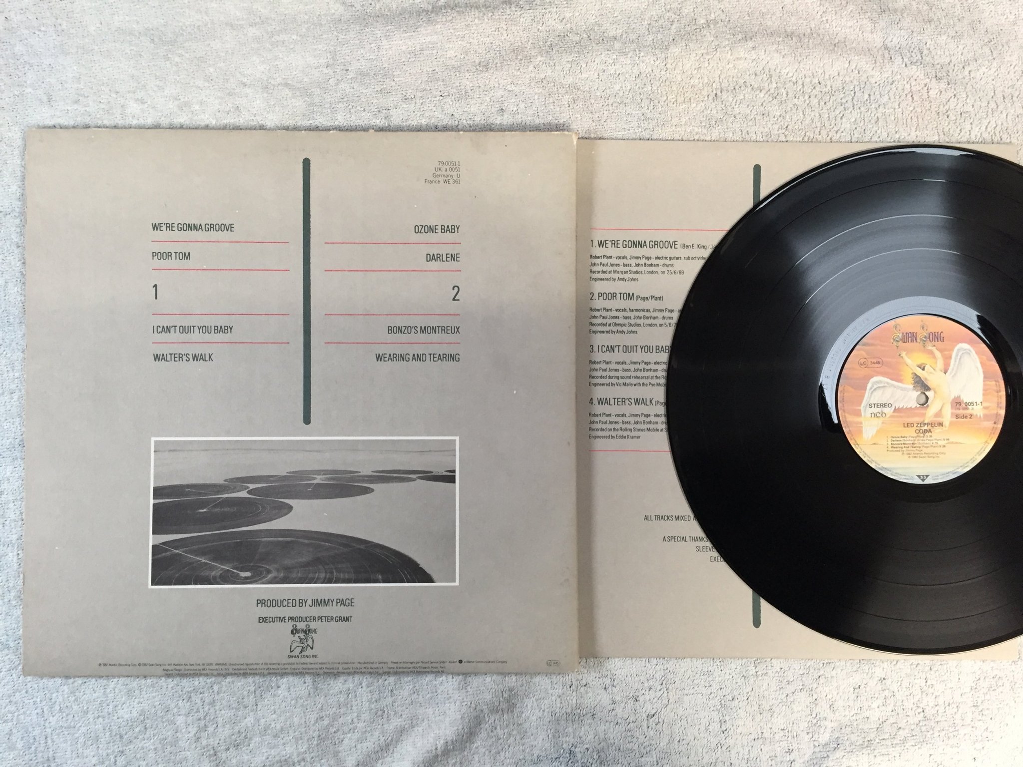 Omslagsbild för skivan LED ZEPPELIN coda LP -82 ncb SWAN SONG 79.0051-1