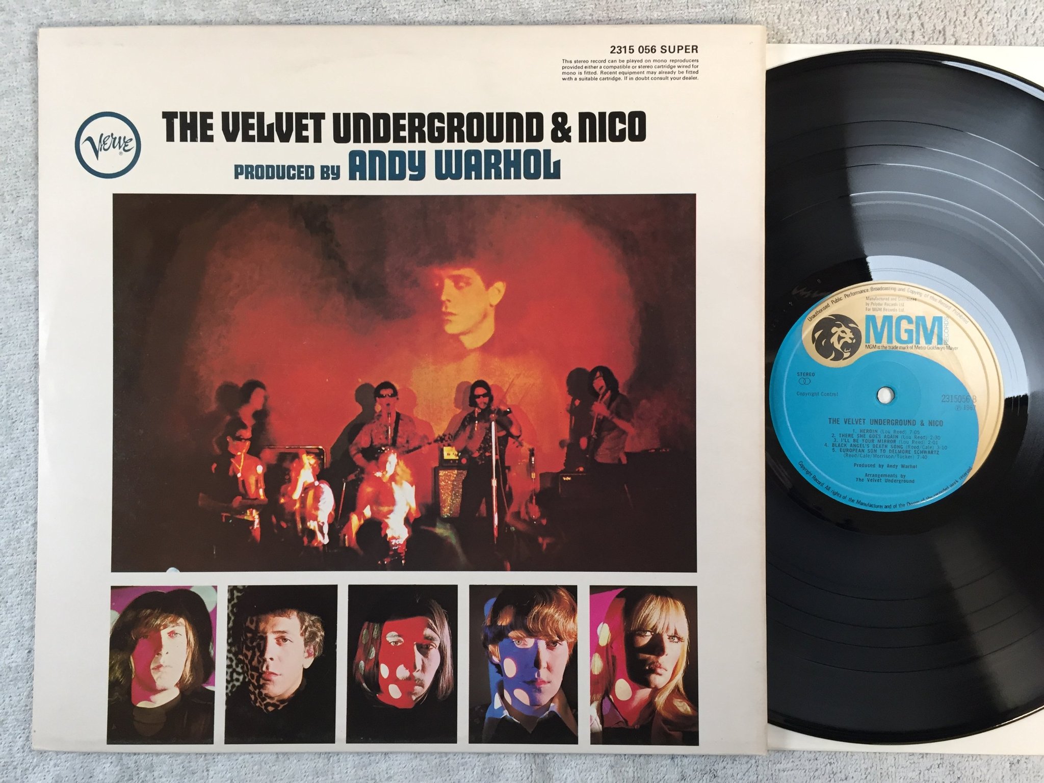 Omslagsbild för skivan THE VELVET UNDERGROUND & NICO LP UK MGM 2315056 Andy Warhol 's pop art cover