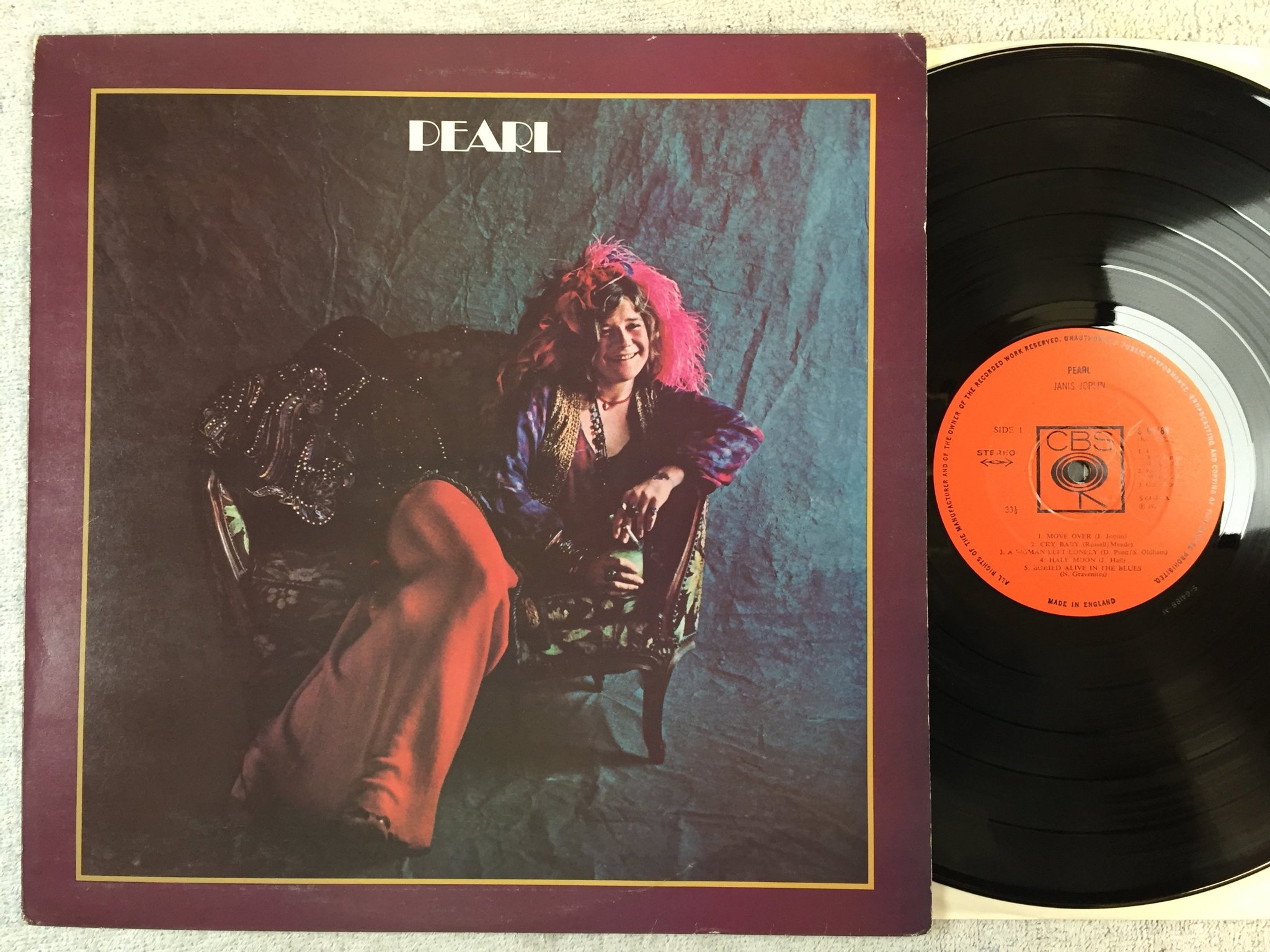 Omslagsbild för skivan JANIS JOPLIN pearl LP -71 UK CBS S 64188
