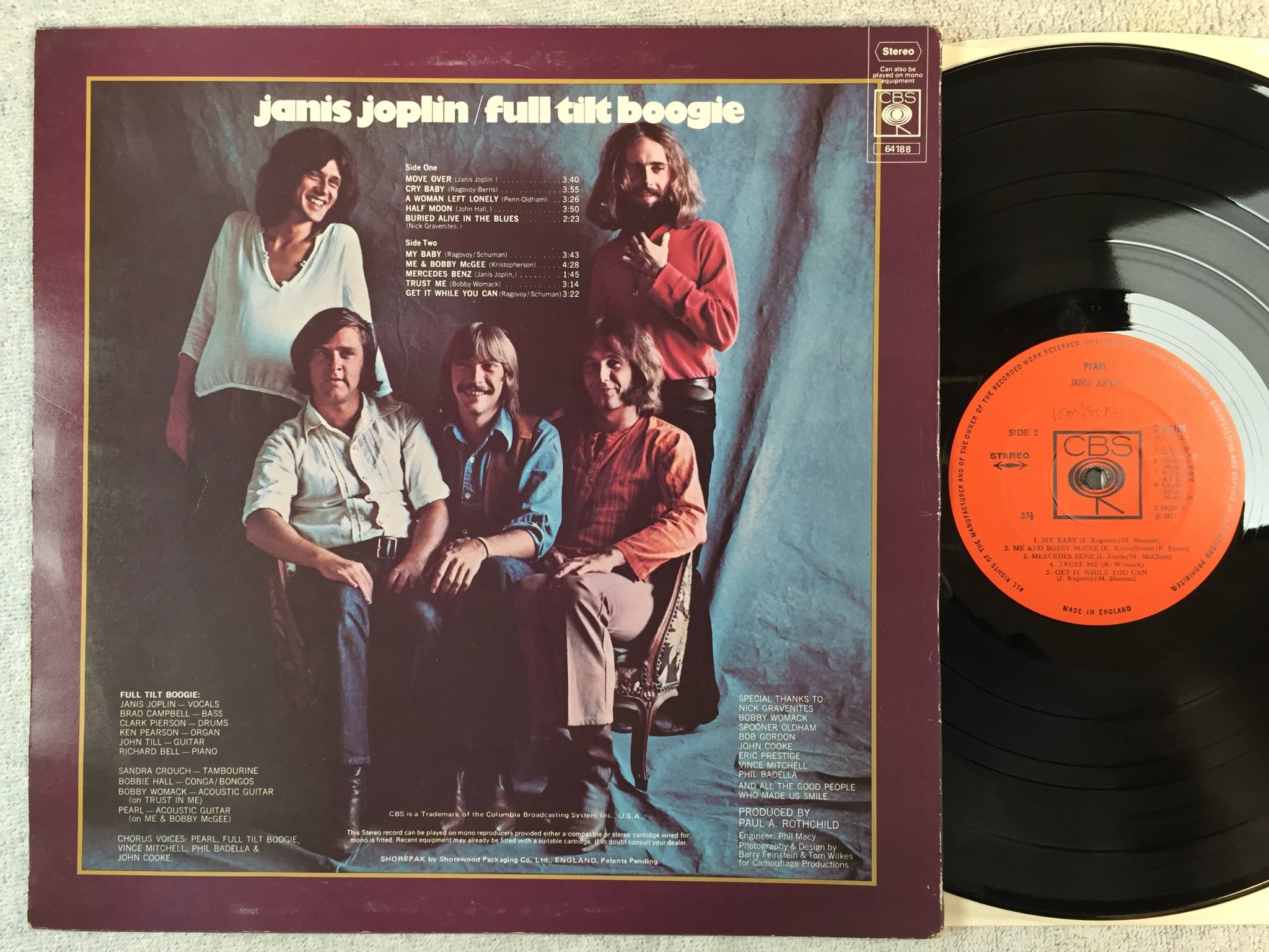 Omslagsbild för skivan JANIS JOPLIN pearl LP -71 UK CBS S 64188