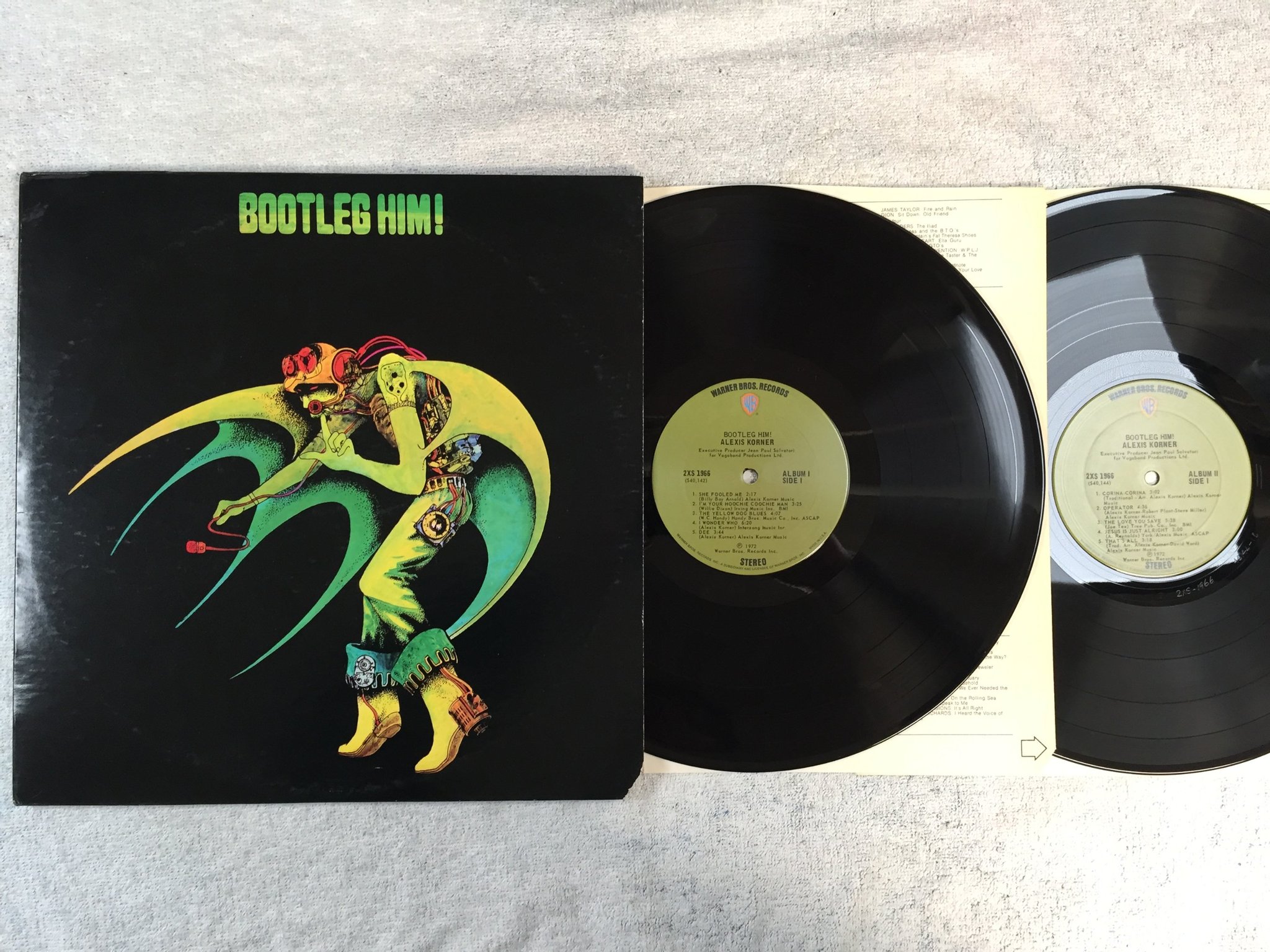 Omslagsbild för skivan ALEXIS KORNER bootleg him! 2xLP -72 US WARNER BROS 2XS 1966?