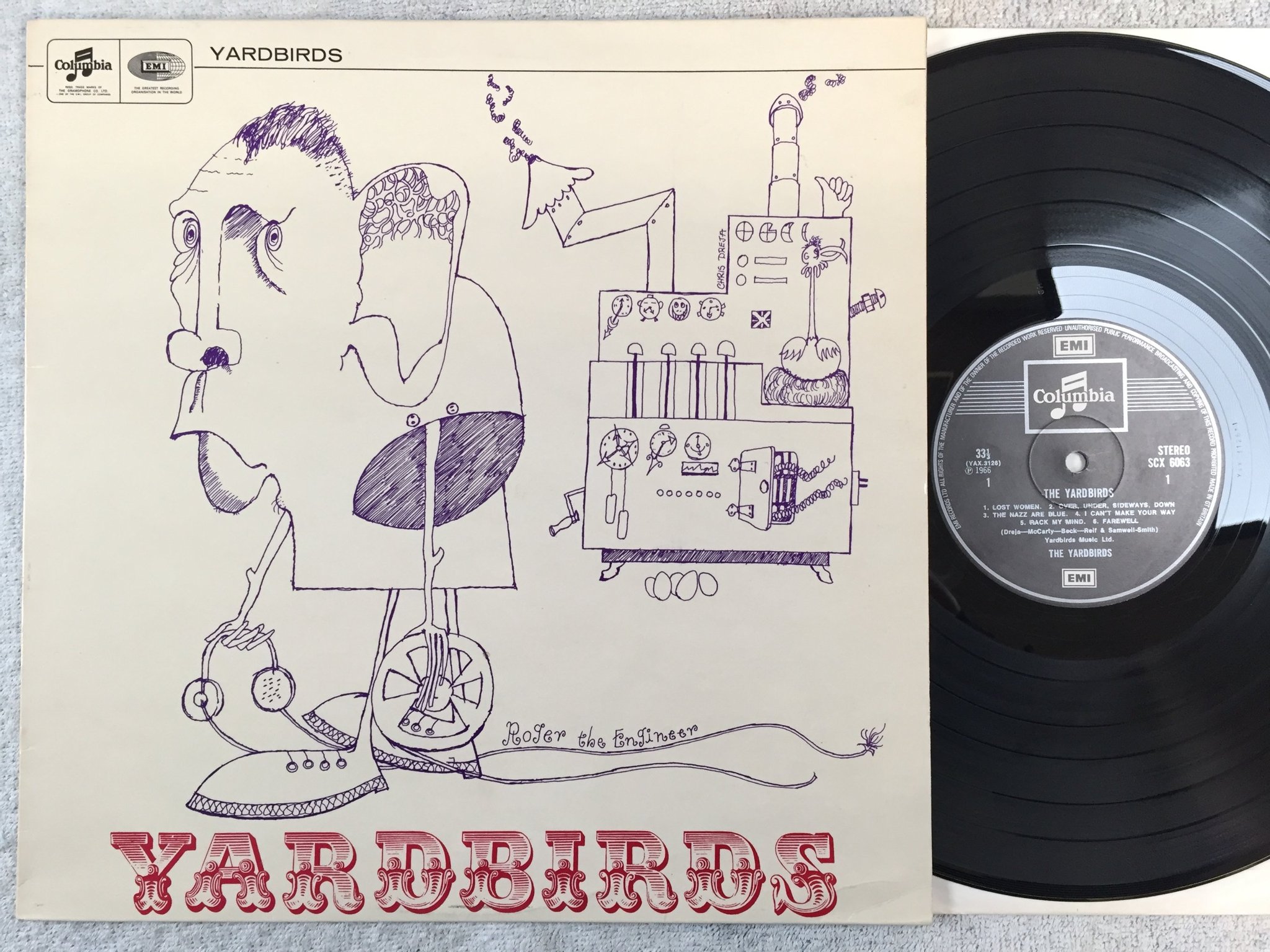 Omslagsbild för skivan THE YARDBIRDS s/t LP re UK EMI / COLUMBIA SCX 6063