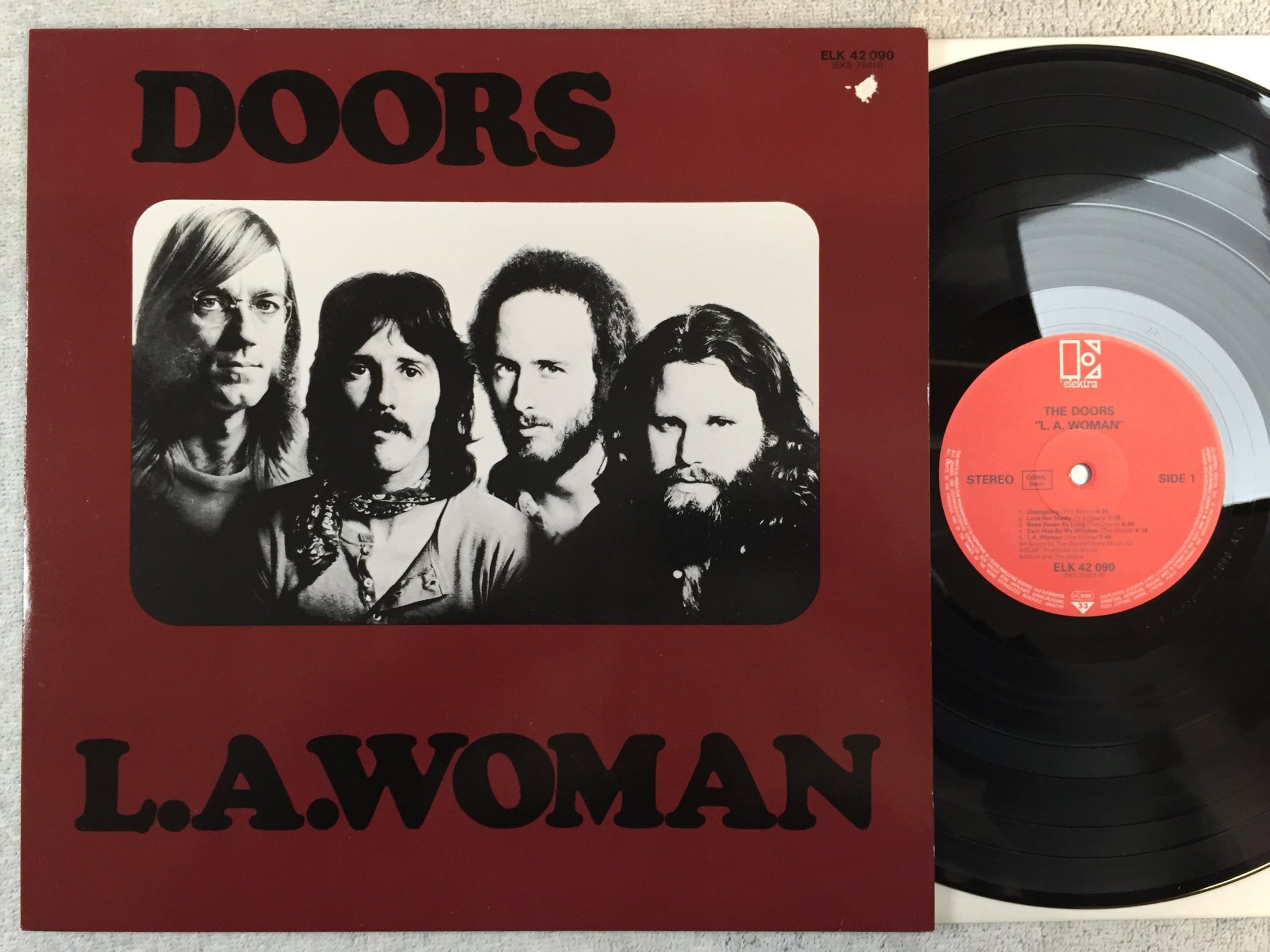 Omslagsbild för skivan THE DOORS L.A. Woman LP re Ger ELEKTRA ELK 42090