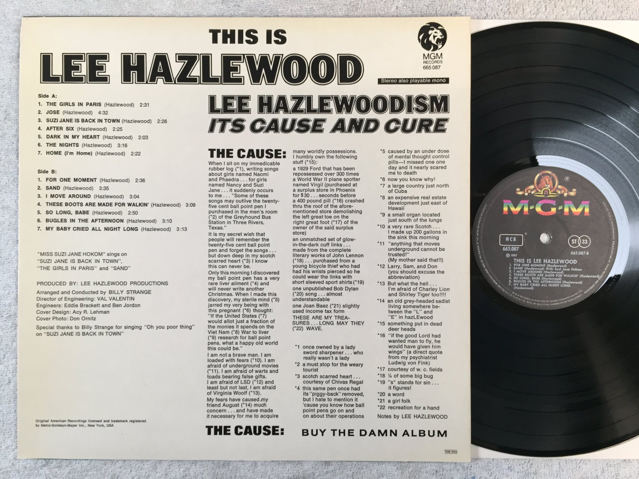 Omslagsbild för skivan LEE HAZLEWOOD this is... LP -67 ncb MGM 665.087