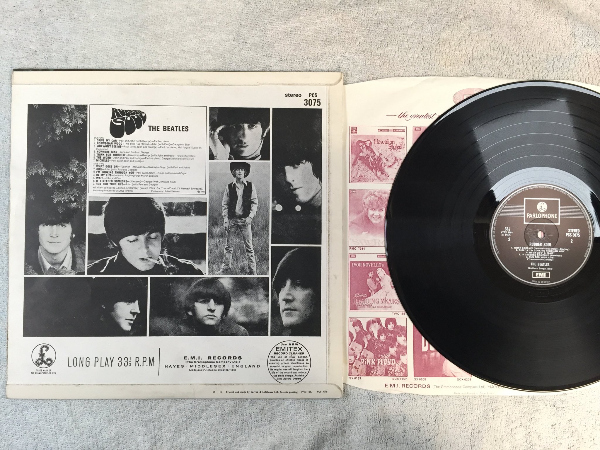 Omslagsbild för skivan THE BEATLES rubber soul LP UK EMI / PARLOPHONE PCS 3075