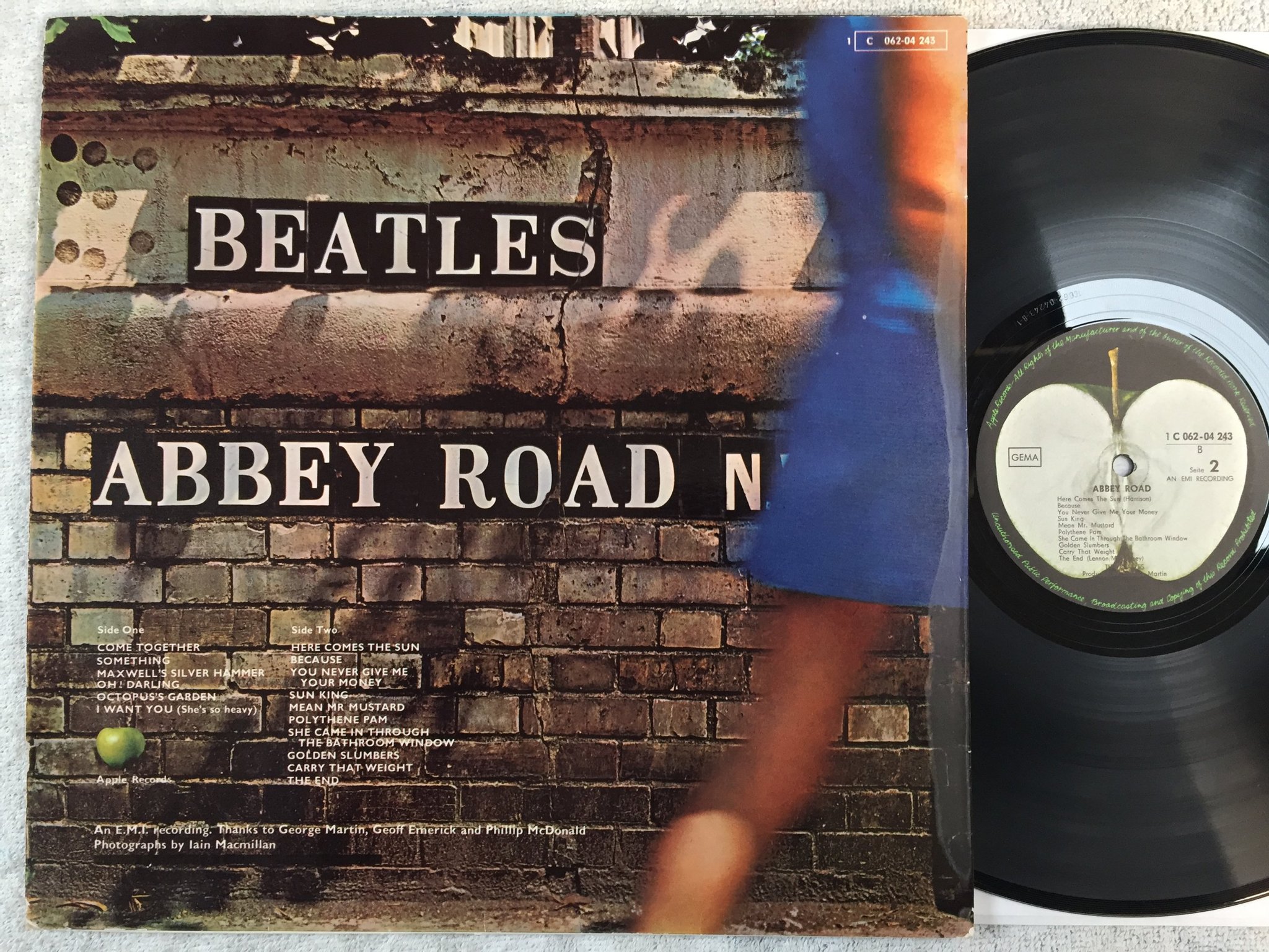 Omslagsbild för skivan THE BEATLES abbey road LP Ger APPLE 1C 062-04243