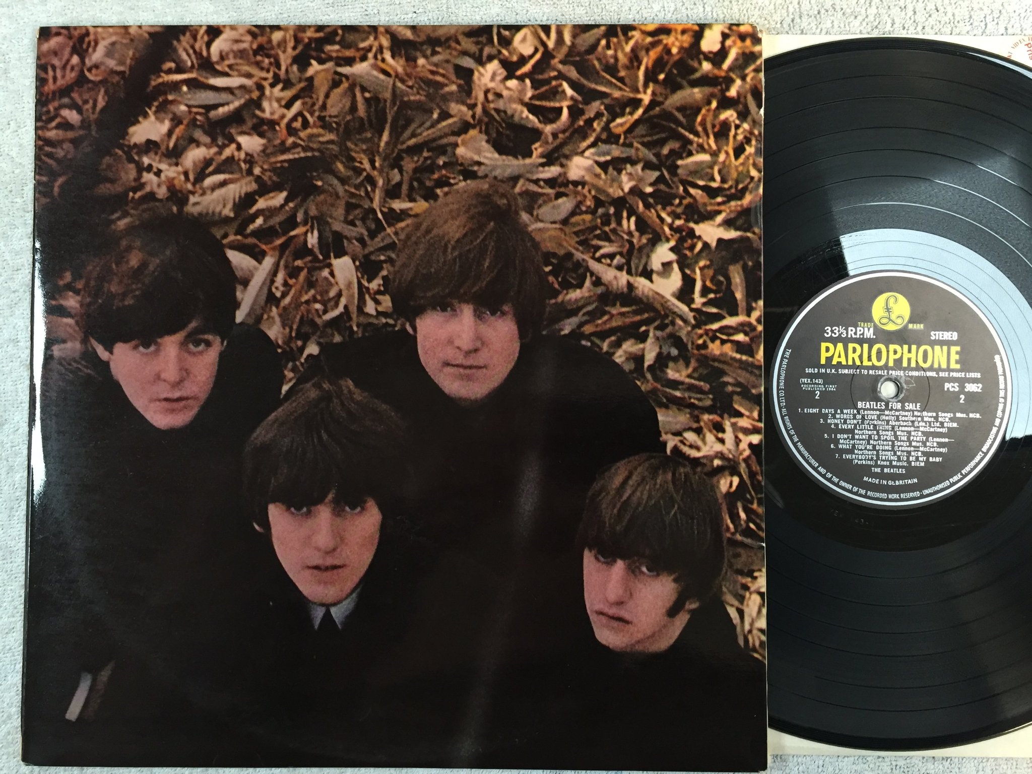 Omslagsbild för skivan THE BEATLES for sale LP -64 UK PARLOPHONE PCS 3062