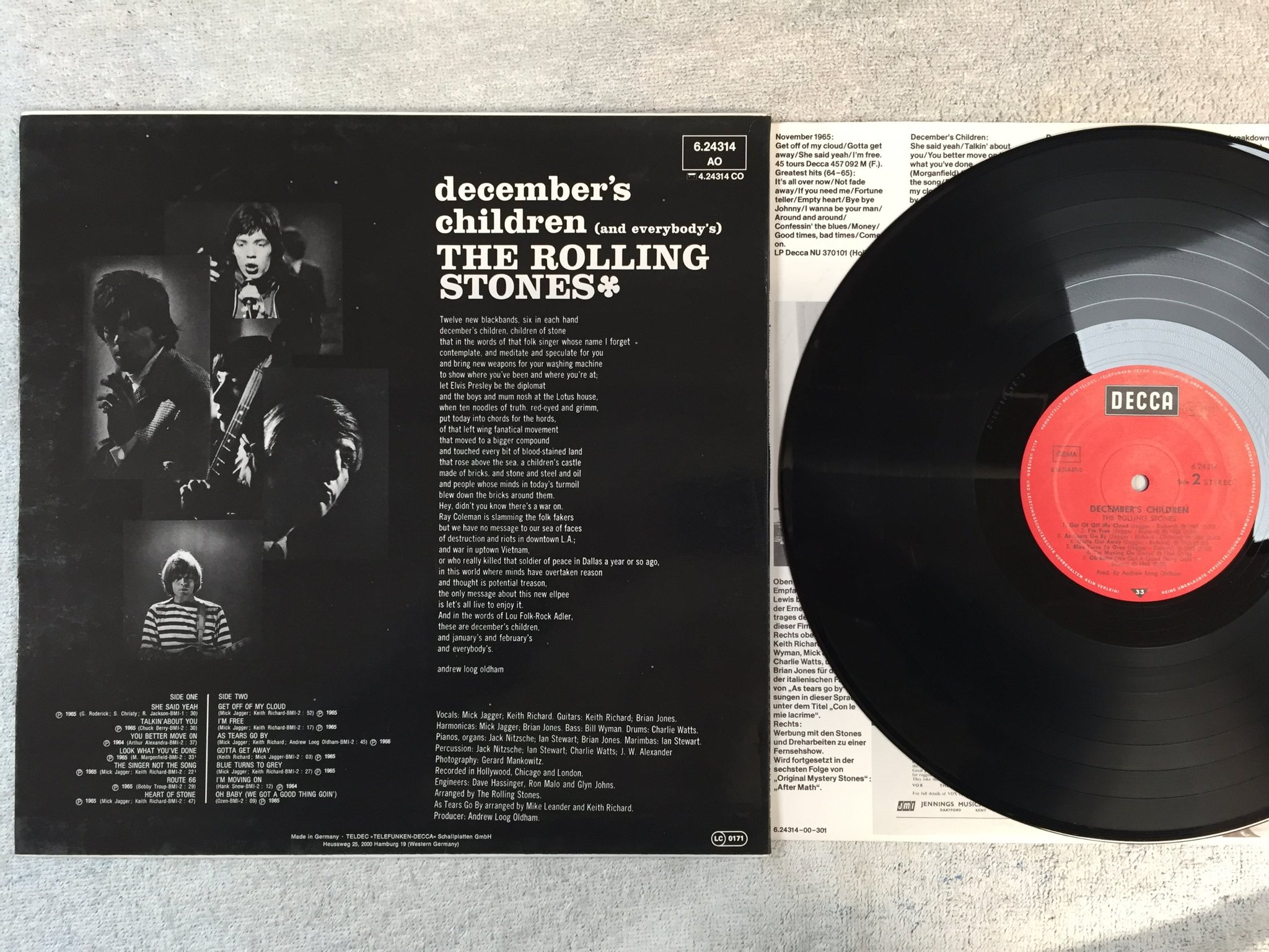Omslagsbild för skivan THE ROLLING STONES december's children LP Ger DECCA 6.24 314