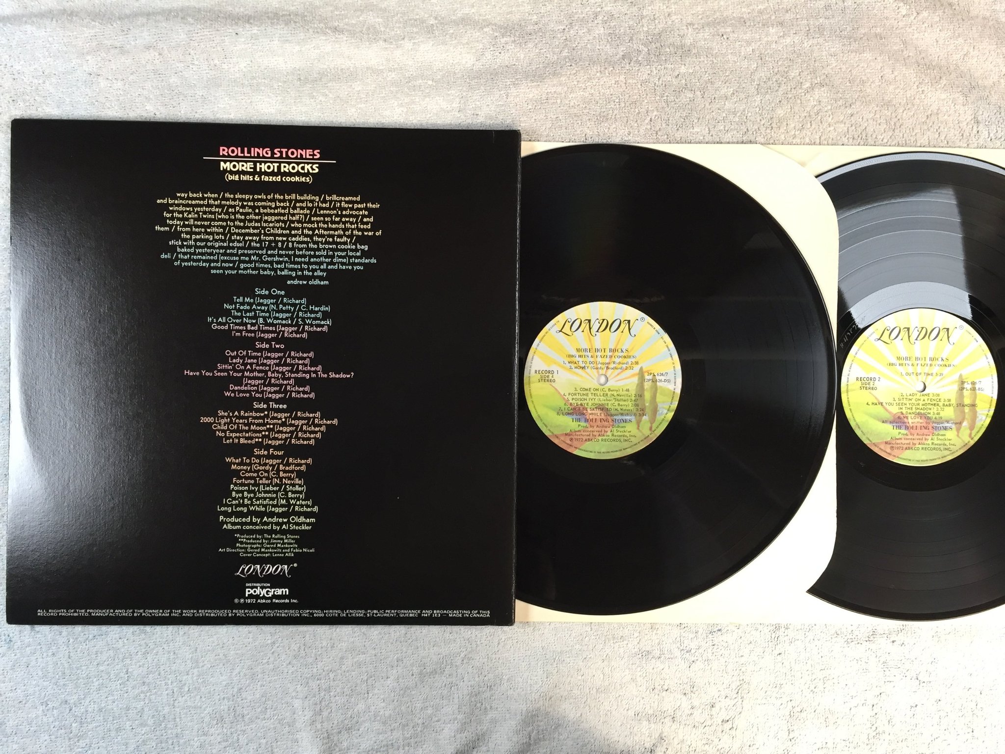 Omslagsbild för skivan THE ROLLING STONES MORE HOT ROCKS LP -72 Can LONDON 2PS 626/7
