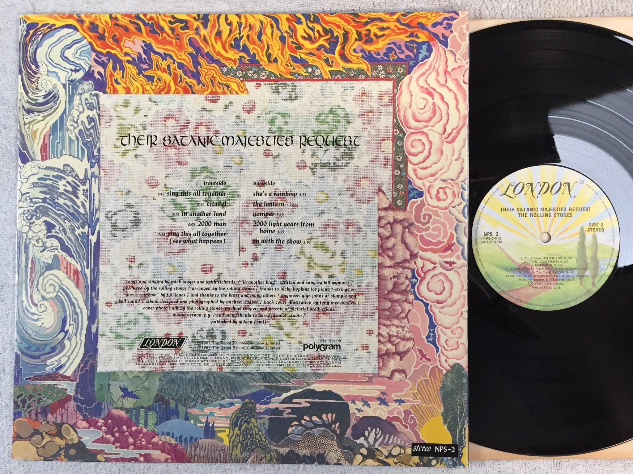 Omslagsbild för skivan THE ROLLING STONES their satanic majesties request LP Can LONDON NPS 2 