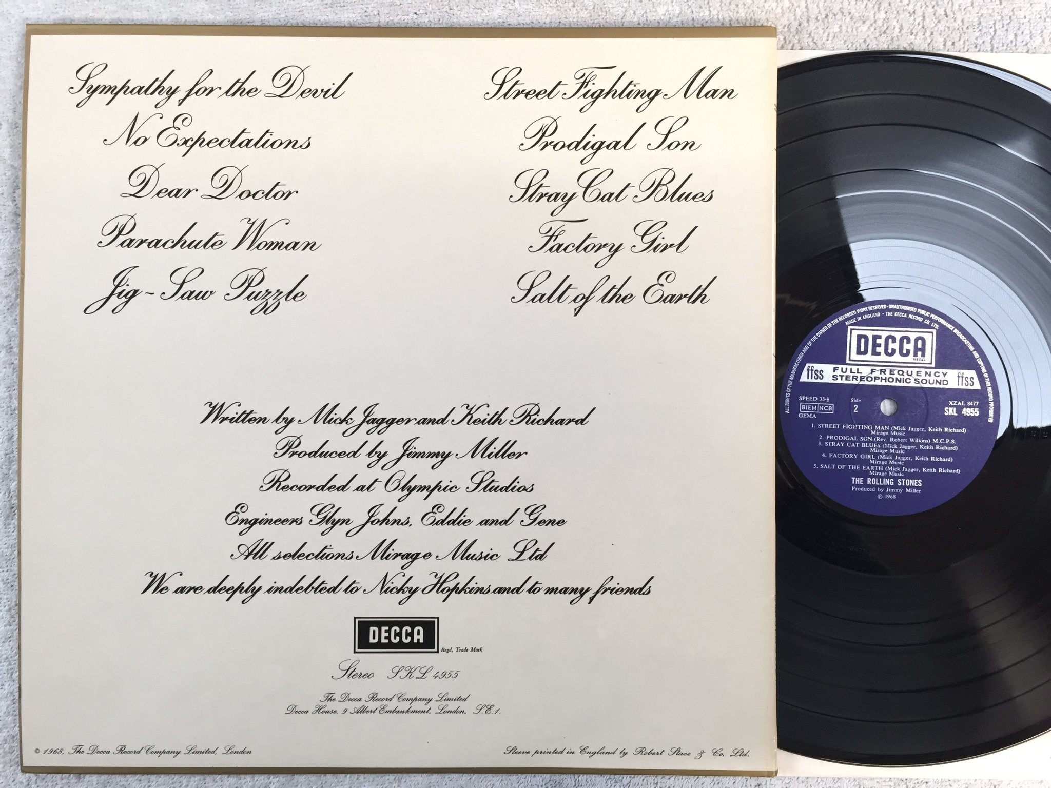 Omslagsbild för skivan THE ROLLING STONES beggars banquet LP -68 UK DECCA SKL 4955