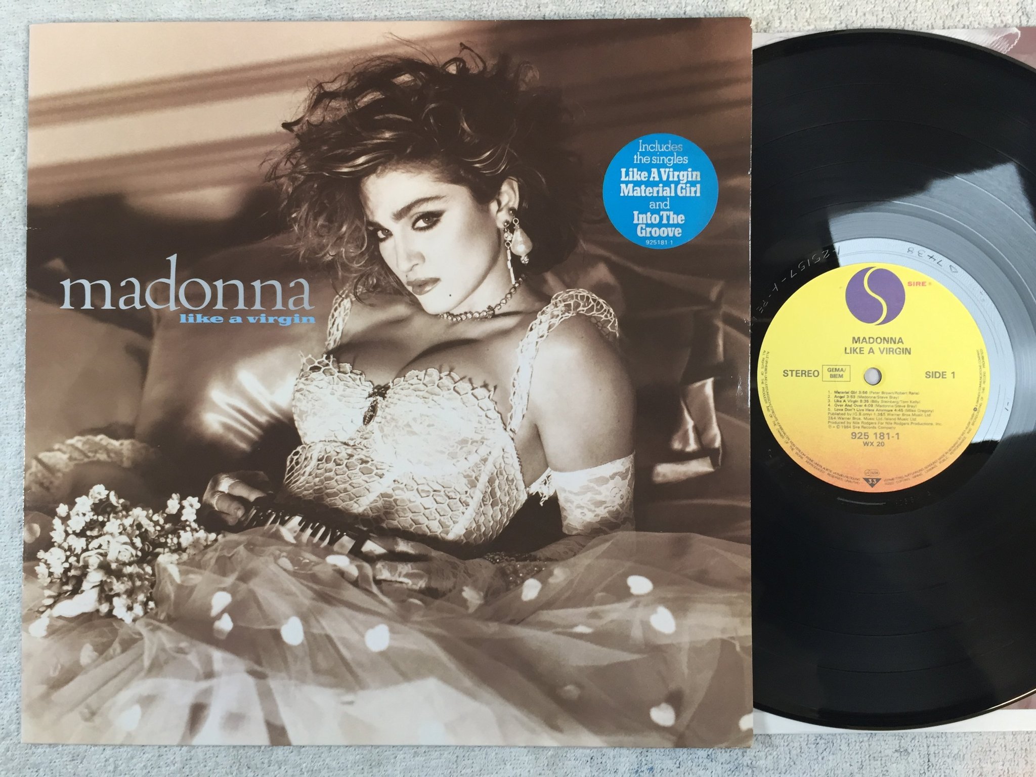 Omslagsbild för skivan MADONNA like a virgin LP Ger SIRE 925181-1