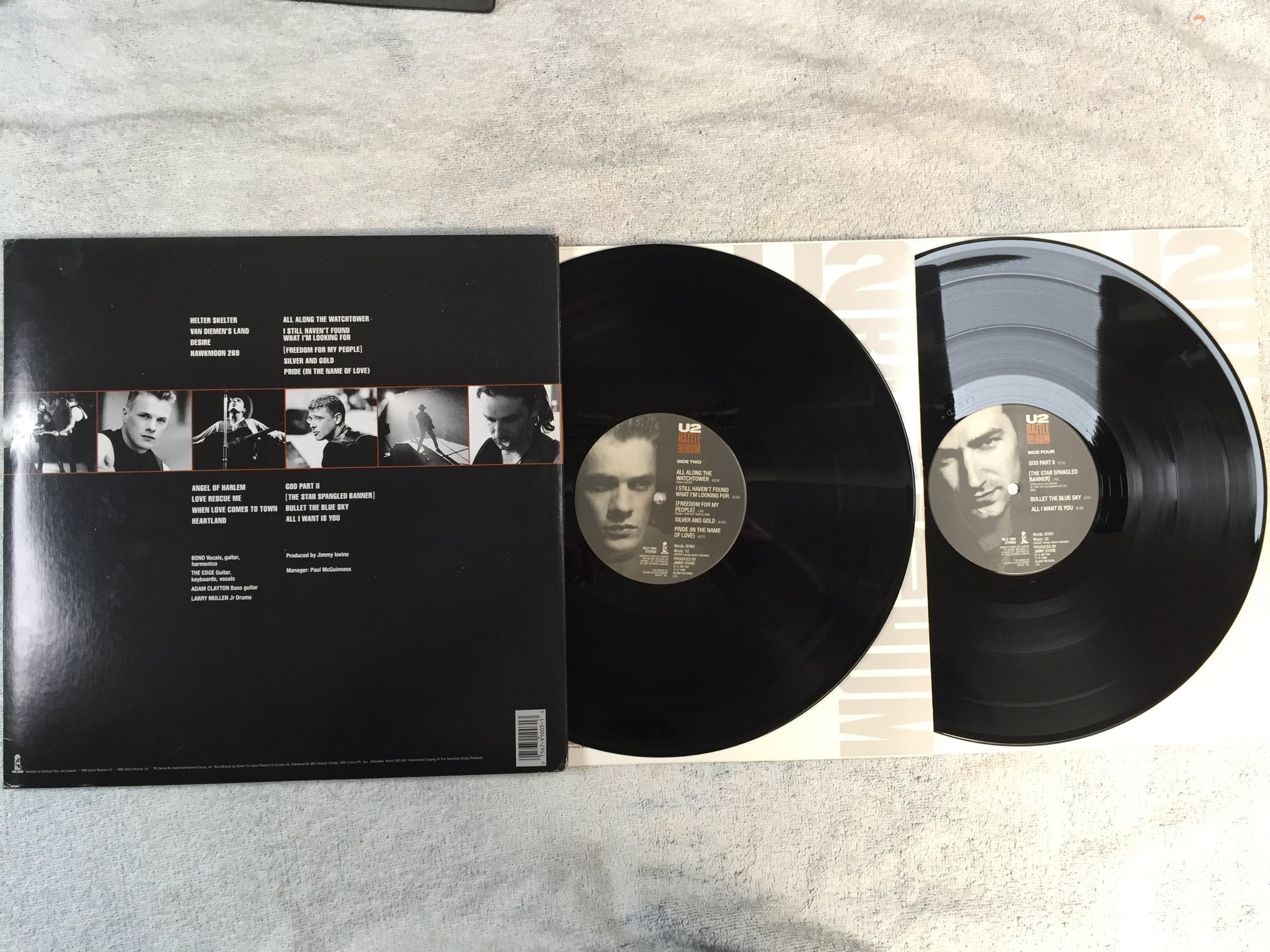 Omslagsbild för skivan U2 rattle and hum LP -88 Can ISLAND ISL2 1204