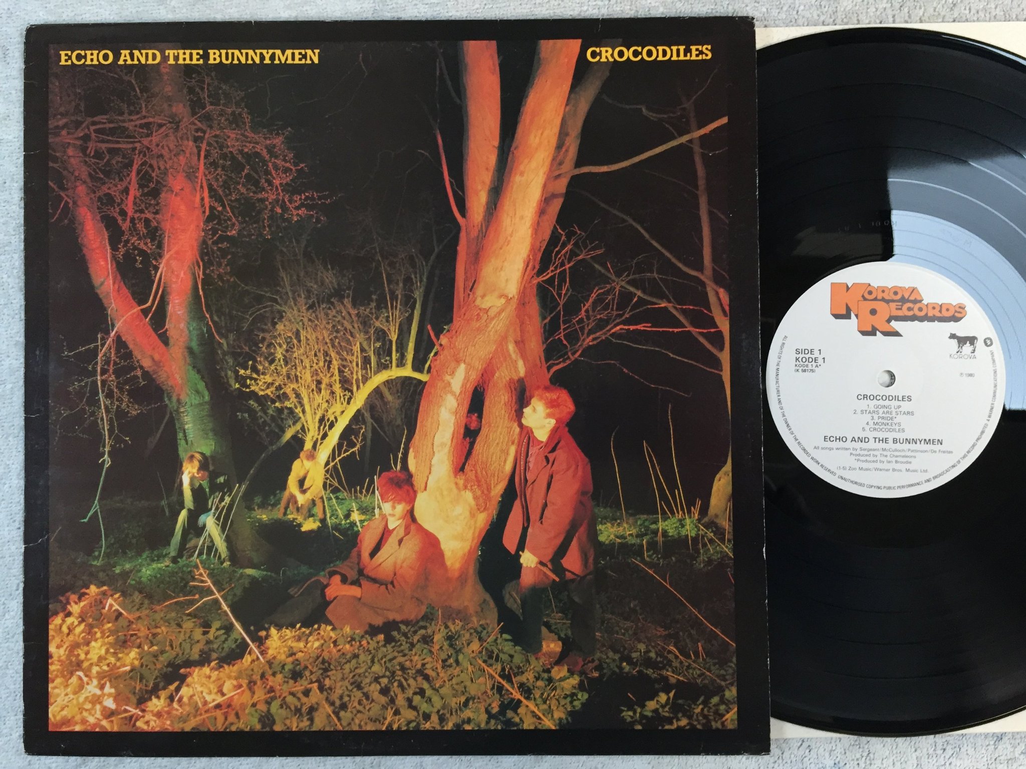 Omslagsbild för skivan ECHO AND THE BUNNYMEN crocodiles LP -80 UK KOROVA KODE 1 