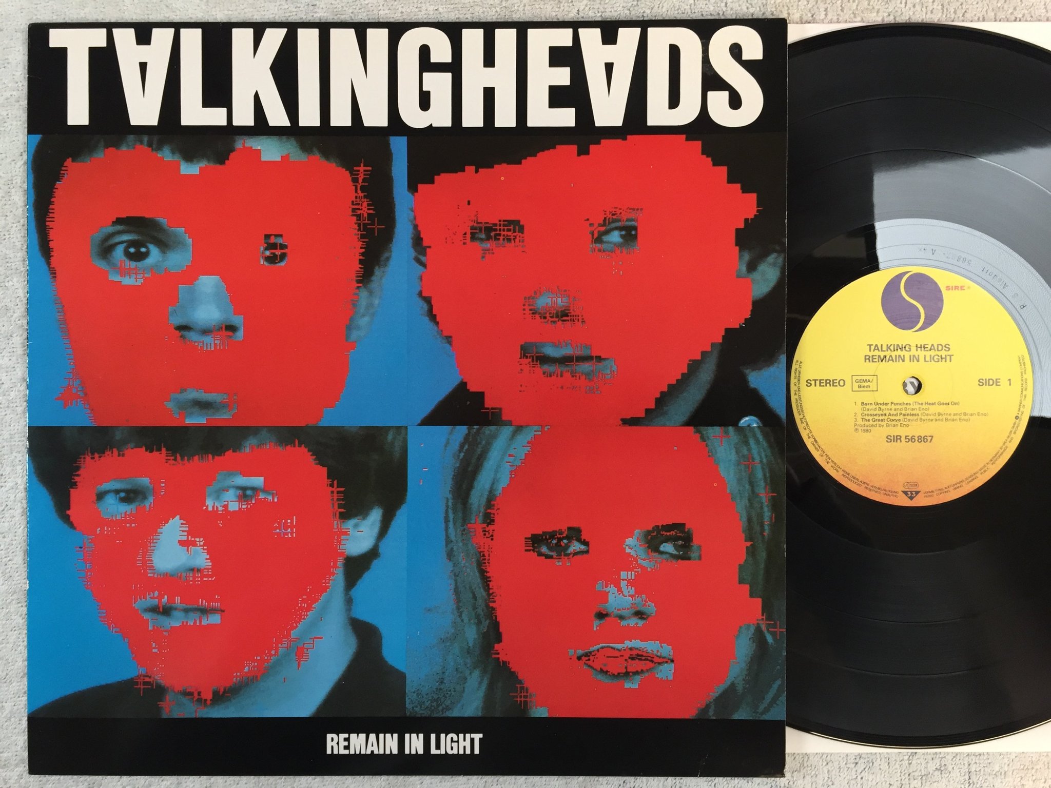 Omslagsbild för skivan TALKING HEADS remain in light LP -80 Ger SIRE SIR 56867