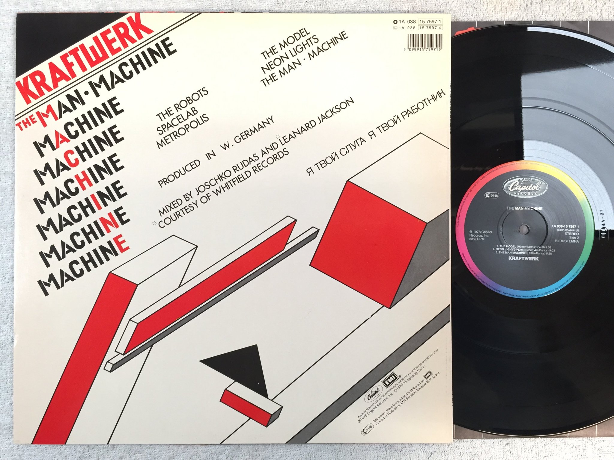 Omslagsbild för skivan KRAFTWERK the man machine LP re Hol CAPITOL / FAME 1A 038-1575971