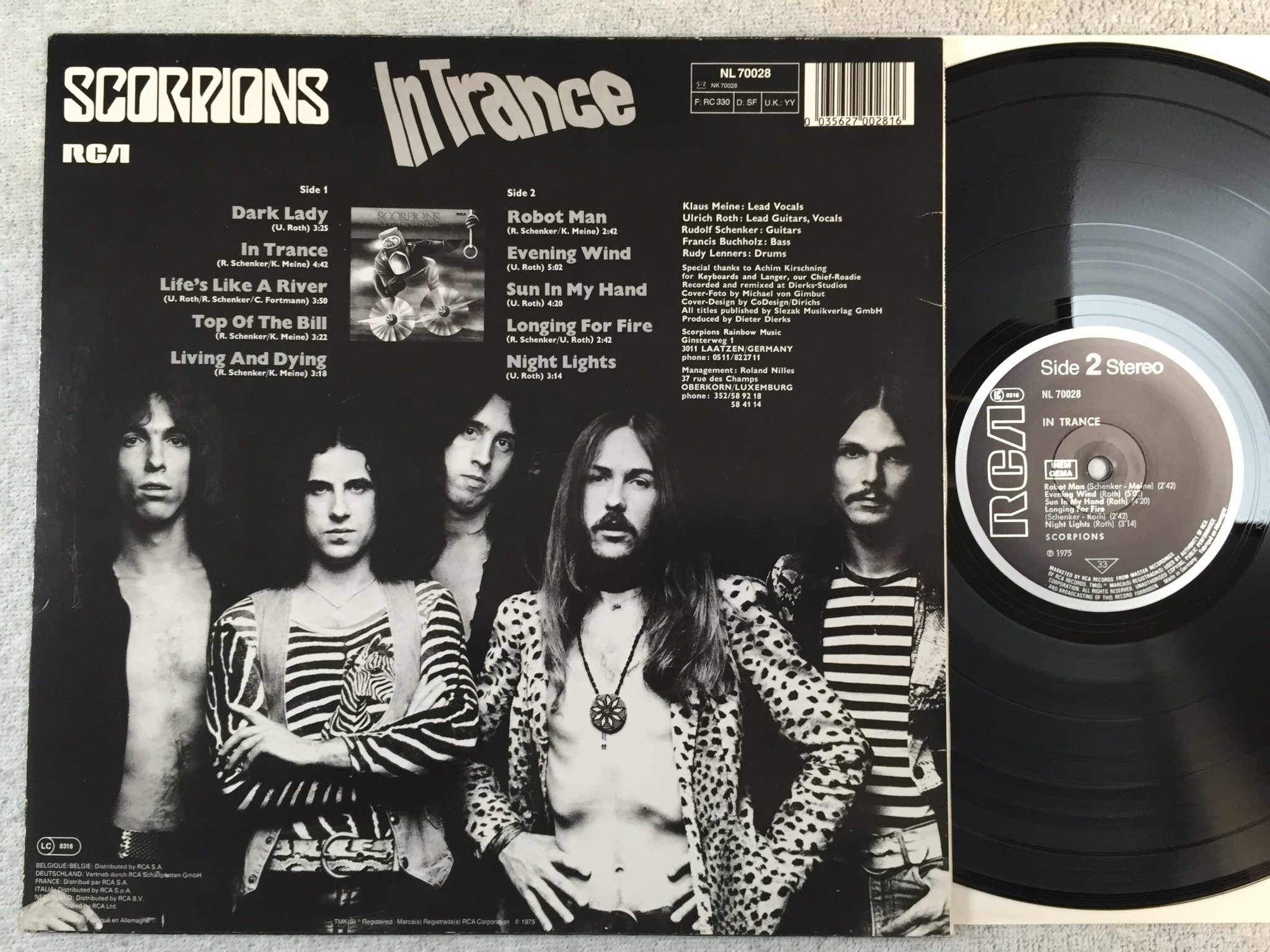 Omslagsbild för skivan SCORPIONS in trance LP -75 Ger RCA NL 70028