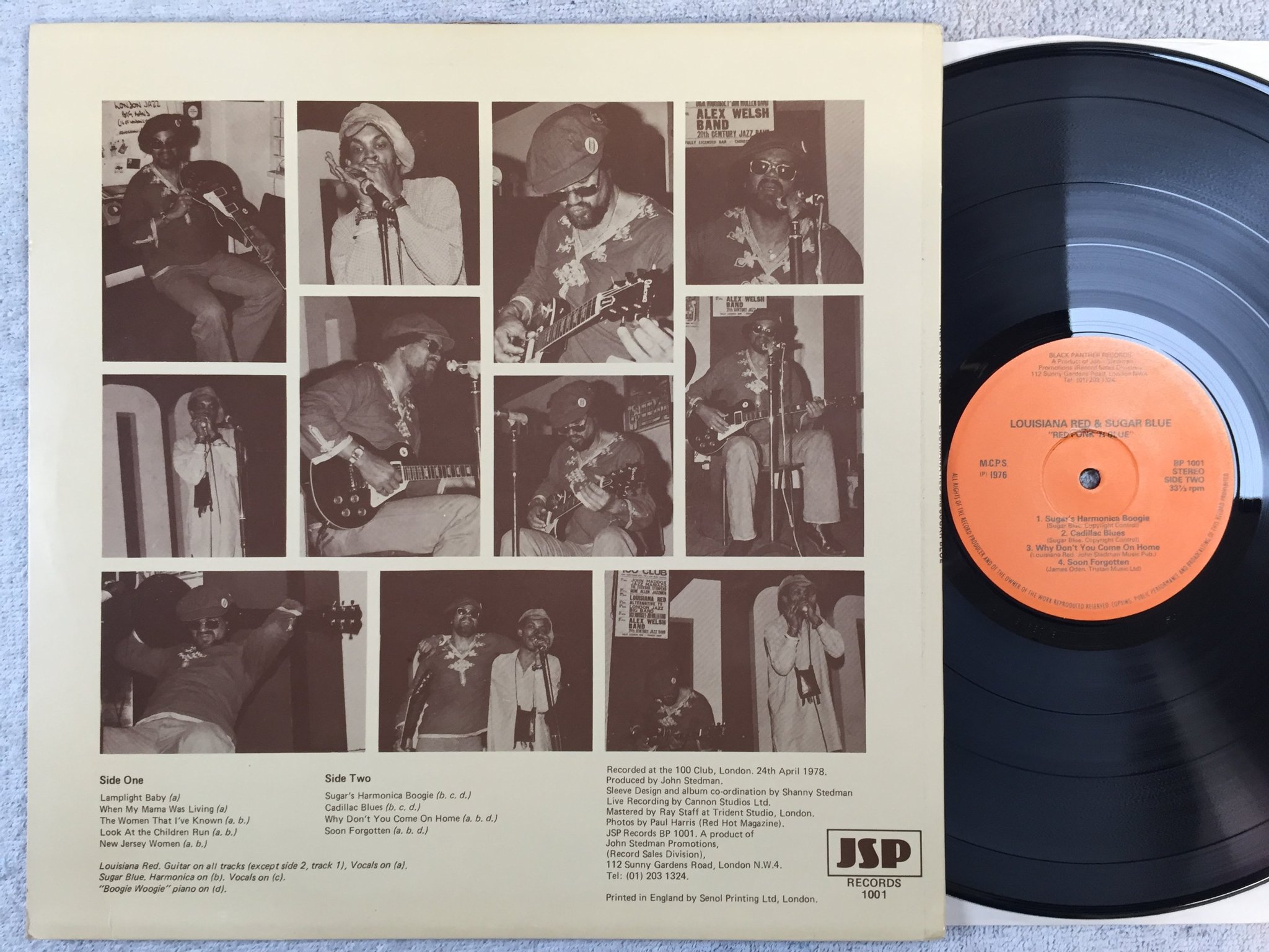 Omslagsbild för skivan LOUISIANA RED & SUGAR BLUE red funk n blue LP -76 UK BLACK PANTHER BP 1001