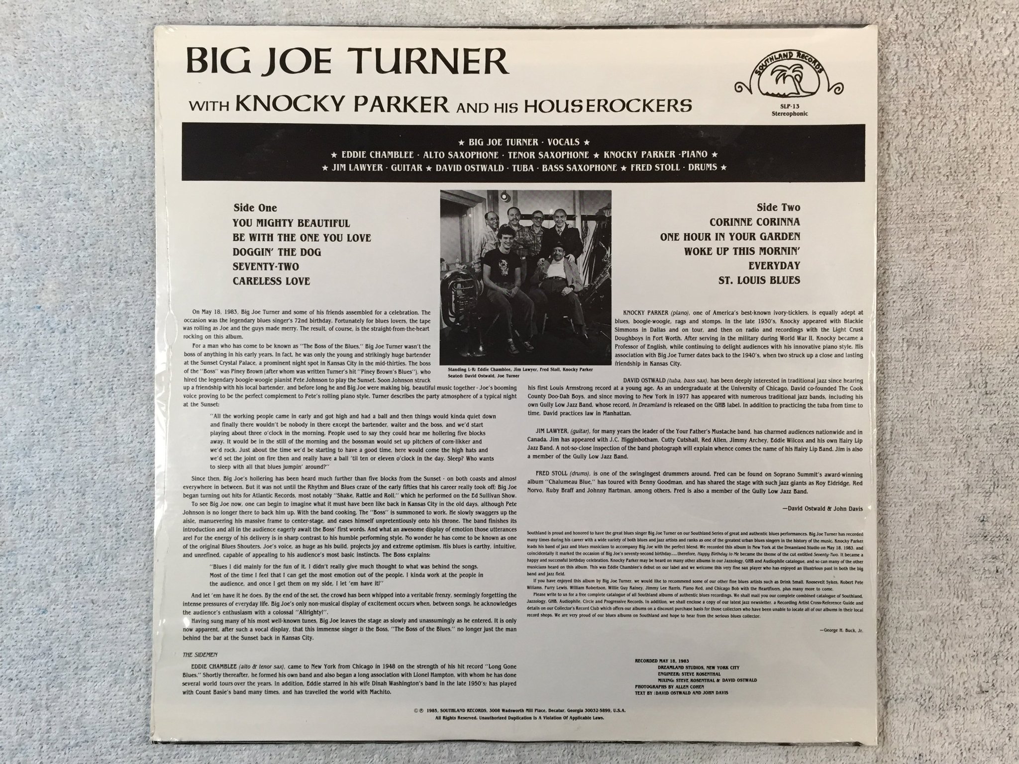 Omslagsbild för skivan BIG JOE TURNER w/ Knocky Parker LP -83 US  SOUTHLAND SLP 13