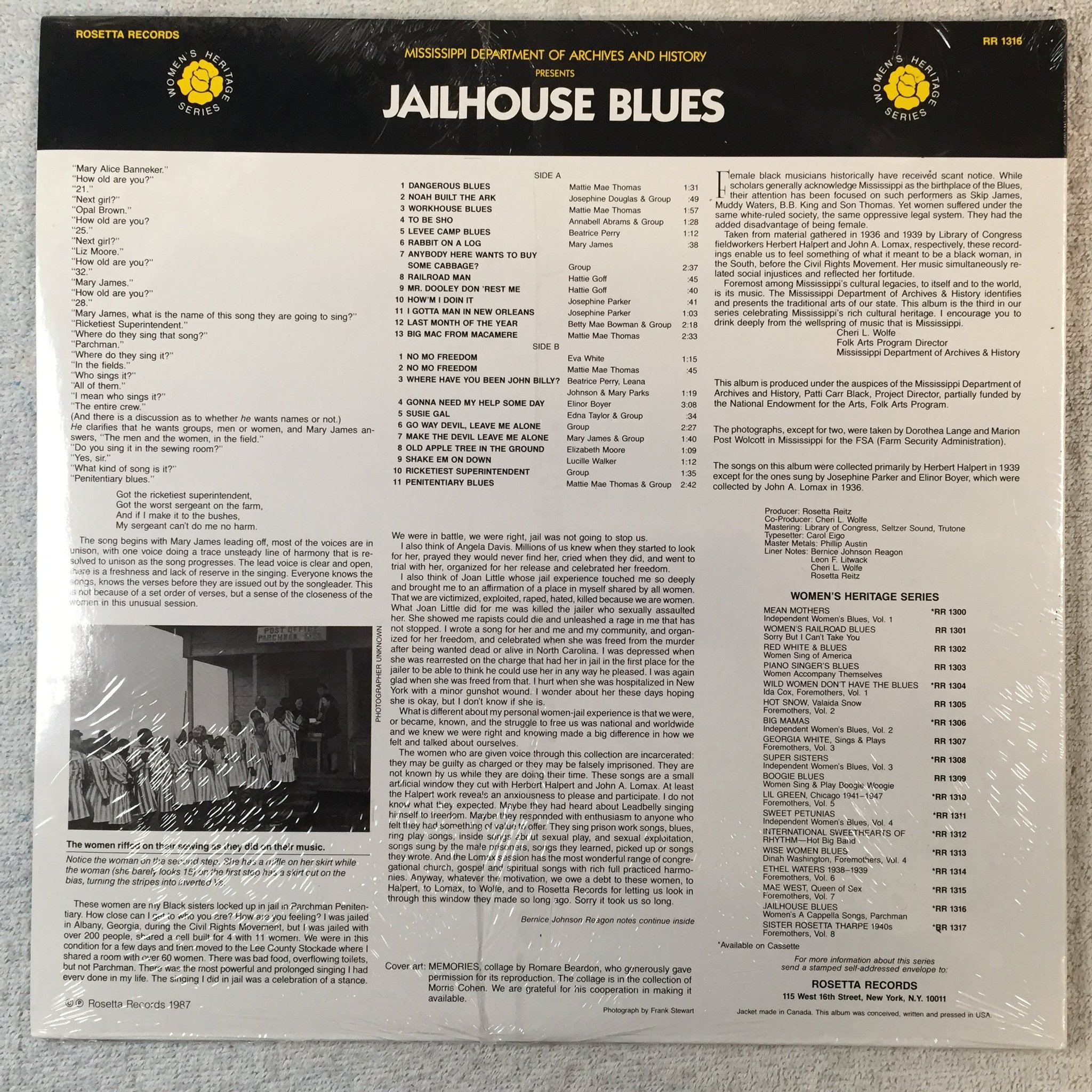 Omslagsbild för skivan V/A jailhouse blues LP -87 ROSETTE RR1316 Still sealed 