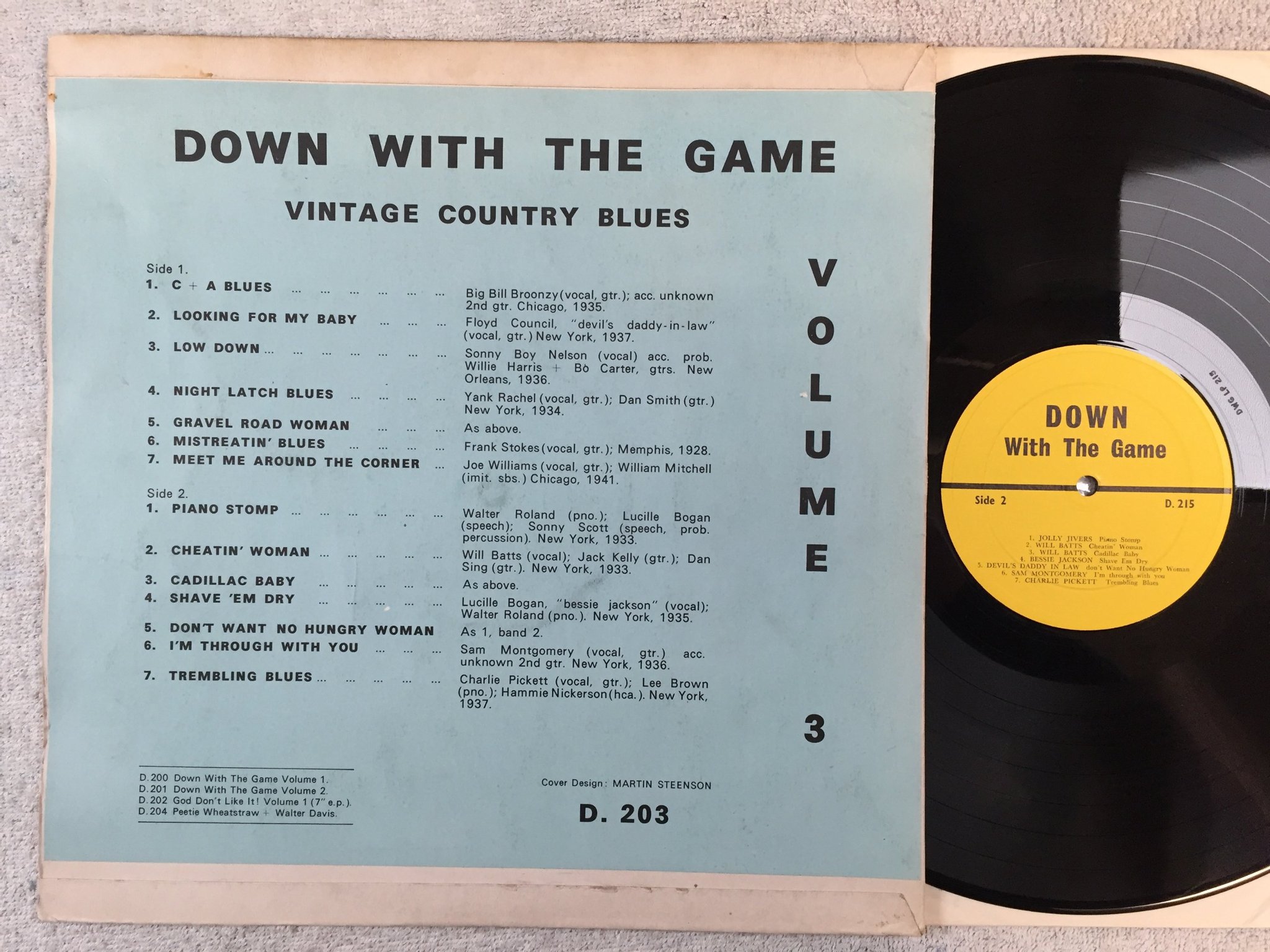 Omslagsbild för skivan V/A down with the game vol. 3 LP UK DOWN D 215 BLUES & R&B