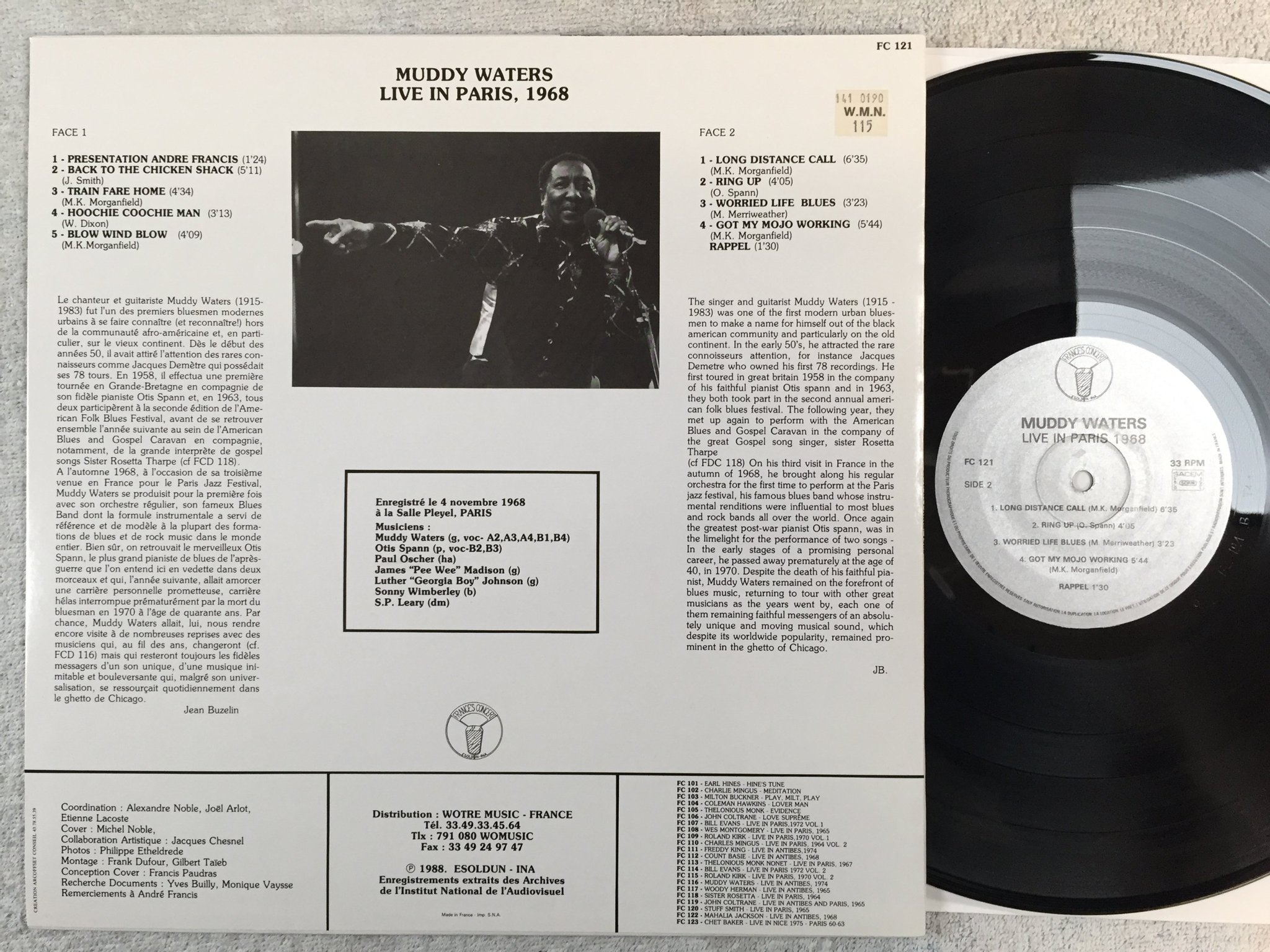 Omslagsbild för skivan MUDDY WATERS live in Paris 1968 LP RE -88 FRANCES CONCERT FC 121