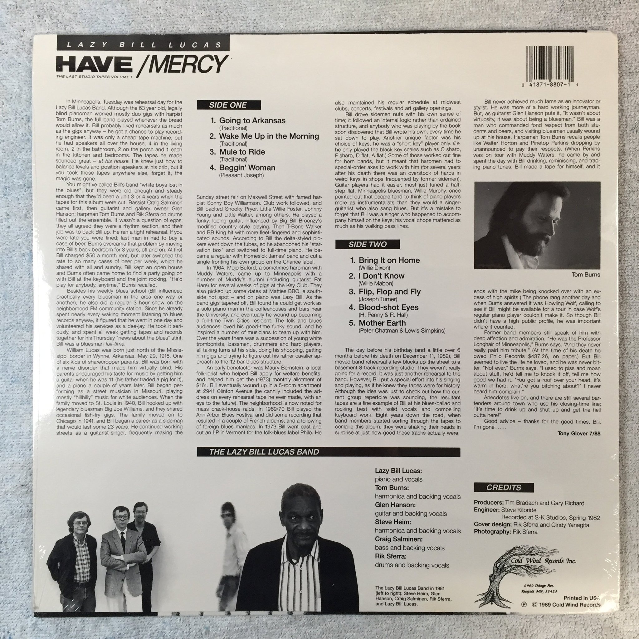 Omslagsbild för skivan LAZY BILL LUCAS have / mercy LP -89 US COLD WIND CWR 8807 still sealed MEGA RARE