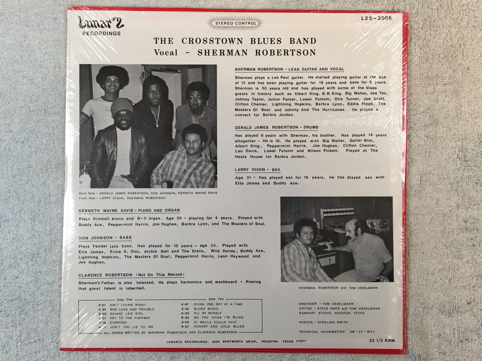 Omslagsbild för skivan THE CROSSTOWN BLUES BAND w/ Sherman Robertson LP -79 US LUNAR L2S - 2005 Rare!