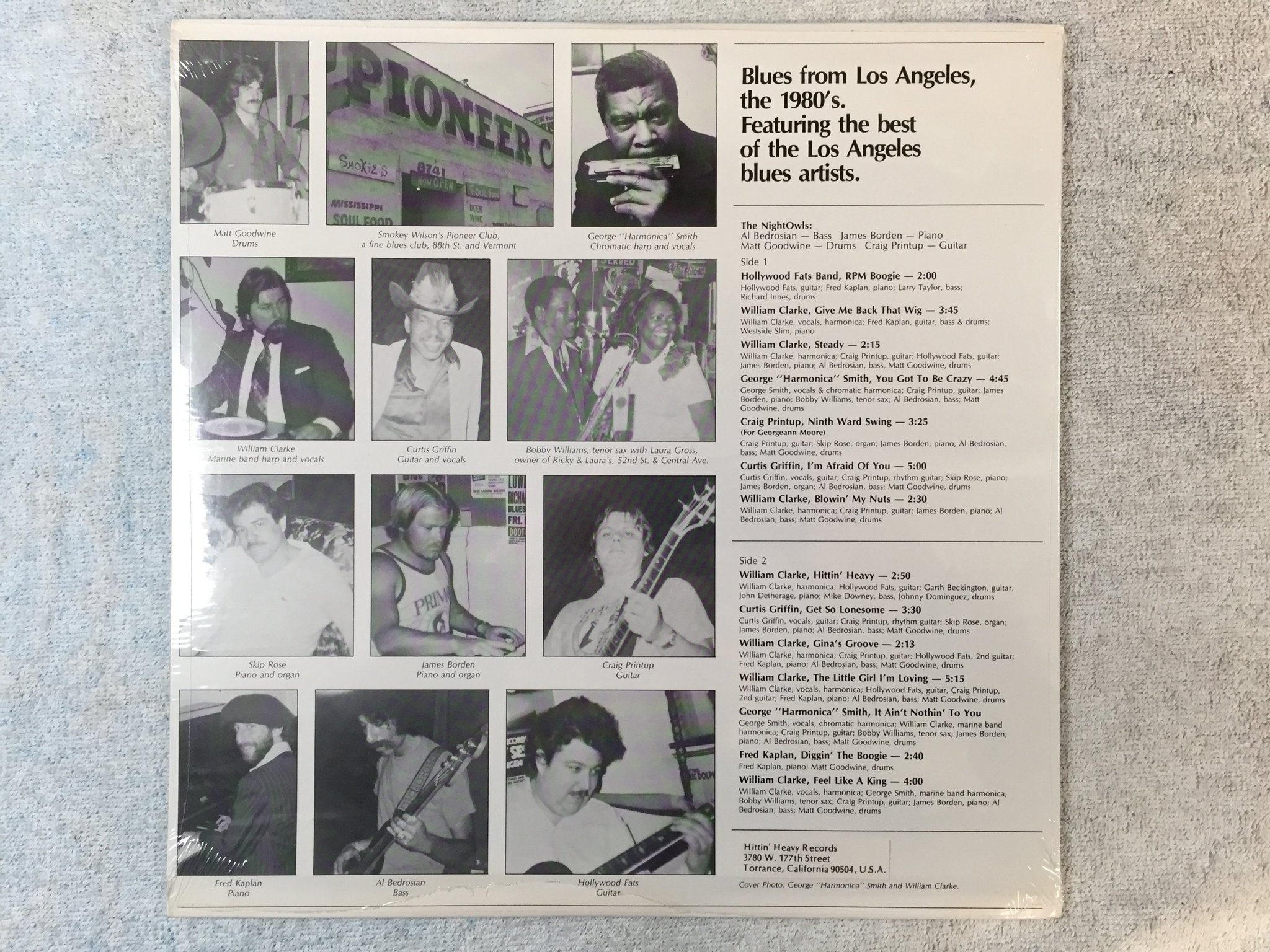 Omslagsbild för skivan WILLIAM CLARKE & THE NIGHTOWLS blues from Los Angeles LP -90 US HH-1002 S/S 