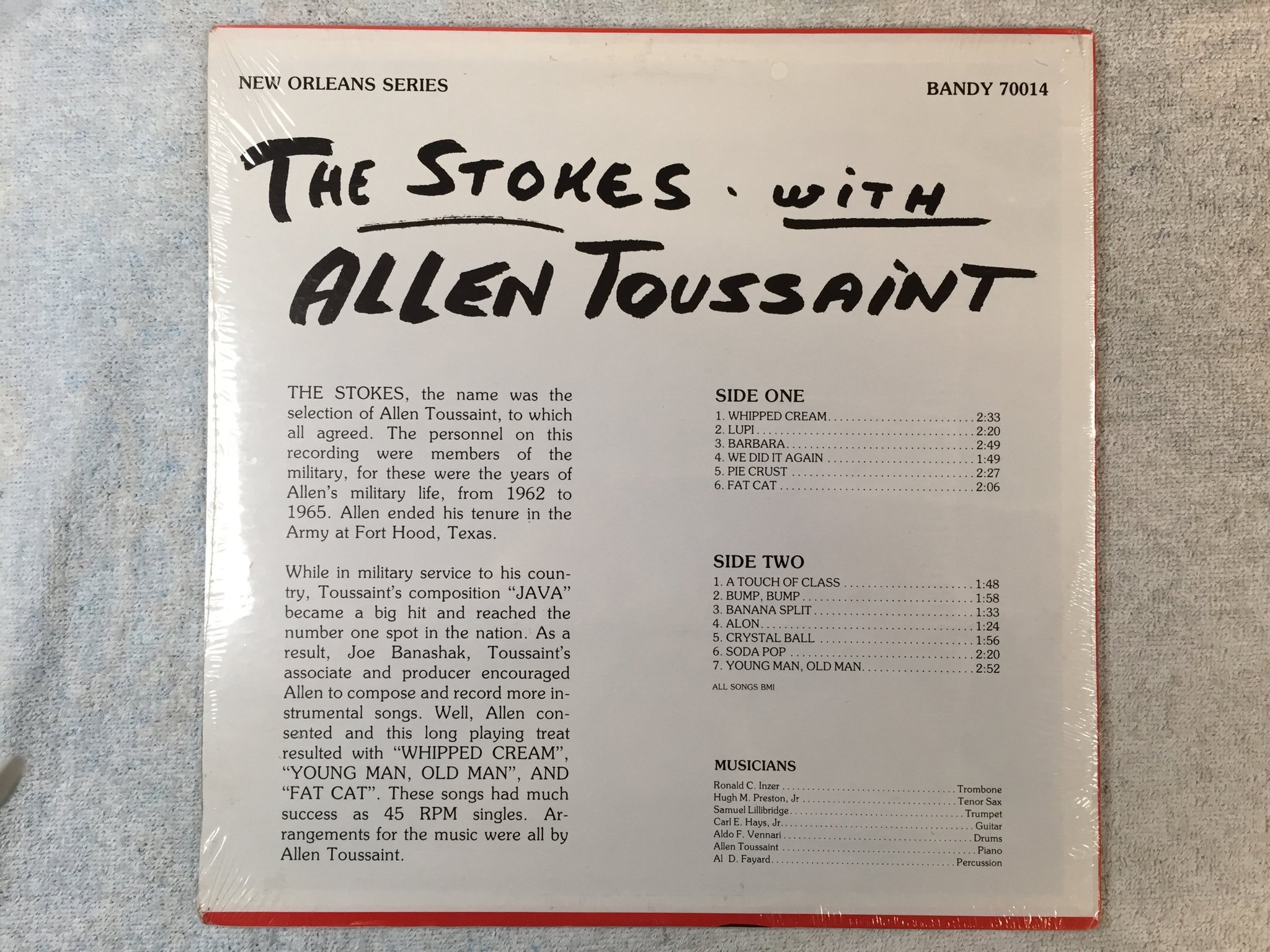 Omslagsbild för skivan ALLEN TOUSSAINT the stokes with LP US BANDY BLP 70014 S/S 