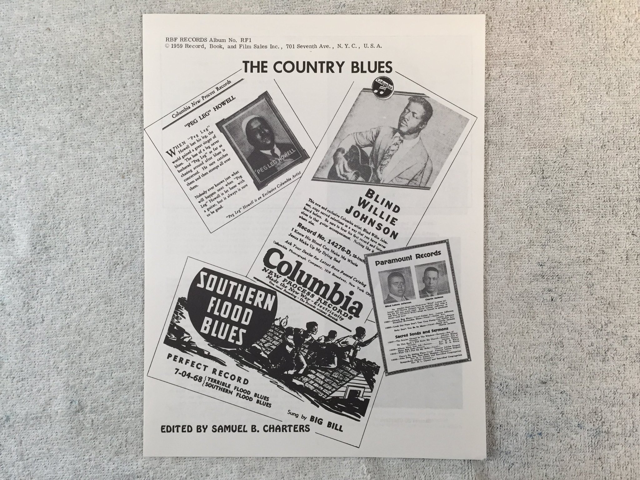 Omslagsbild för skivan V/A the country blues  LP -59/66  US RBF -1