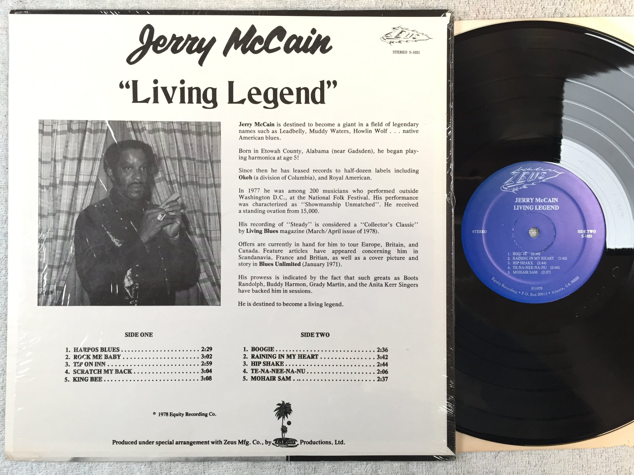 Omslagsbild för skivan JERRY McCAIN living legend LP -78 US ZEUS S-1021