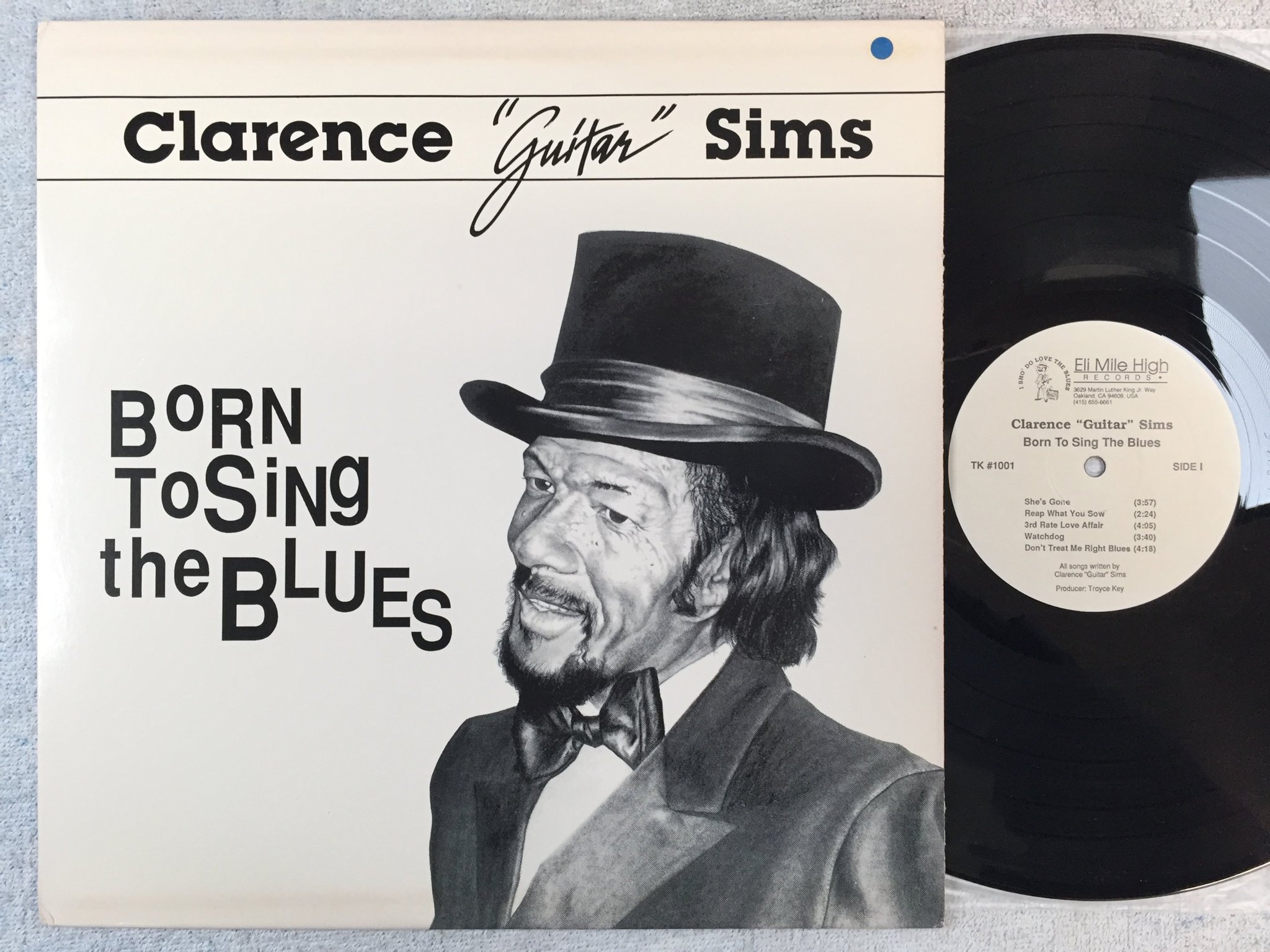 Omslagsbild för skivan CLARENCE SIMS born to sing the blues LP -87 US ELI MILE HIGH TK 1001