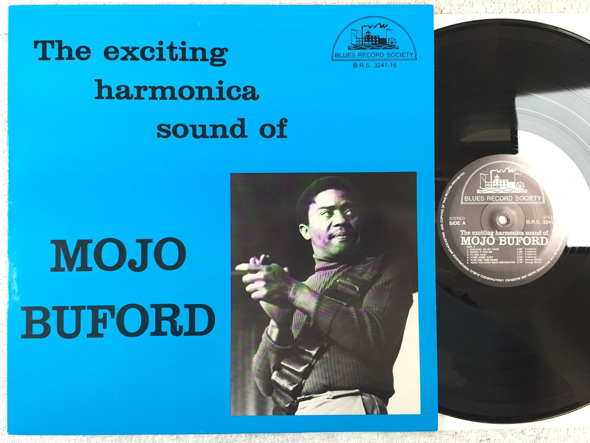Omslagsbild för skivan MOJO BUFORD the exciting harmonica sound of LP -83 Hol B.R.S. 3241-16 