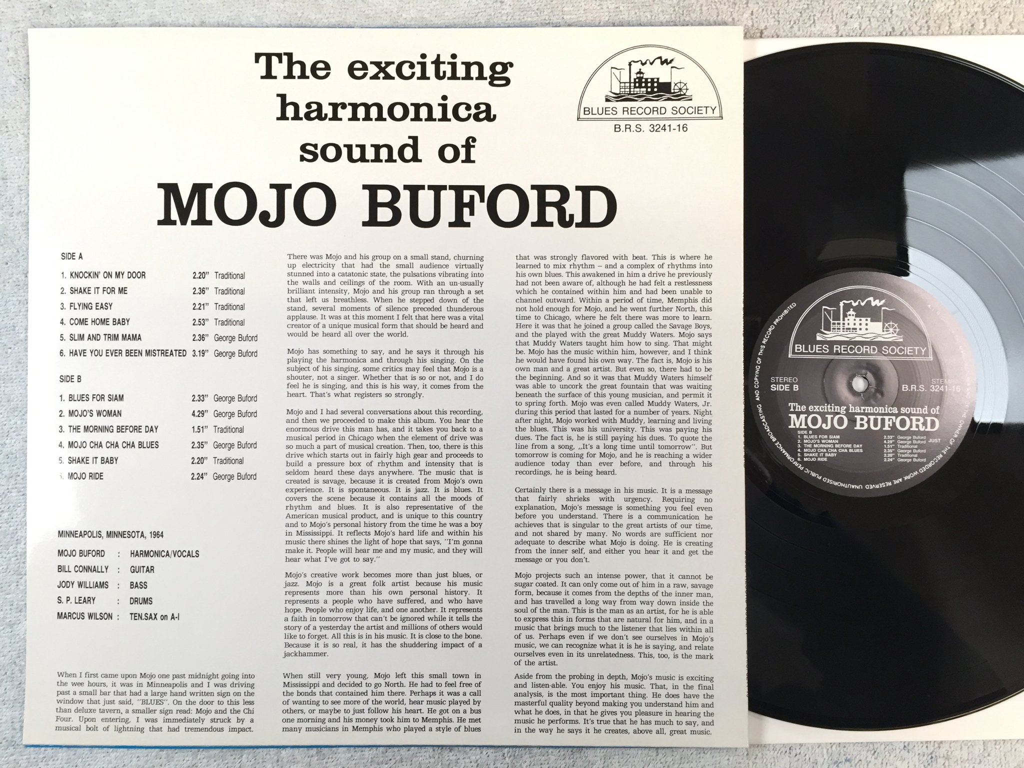 Omslagsbild för skivan MOJO BUFORD the exciting harmonica sound of LP -83 Hol B.R.S. 3241-16 
