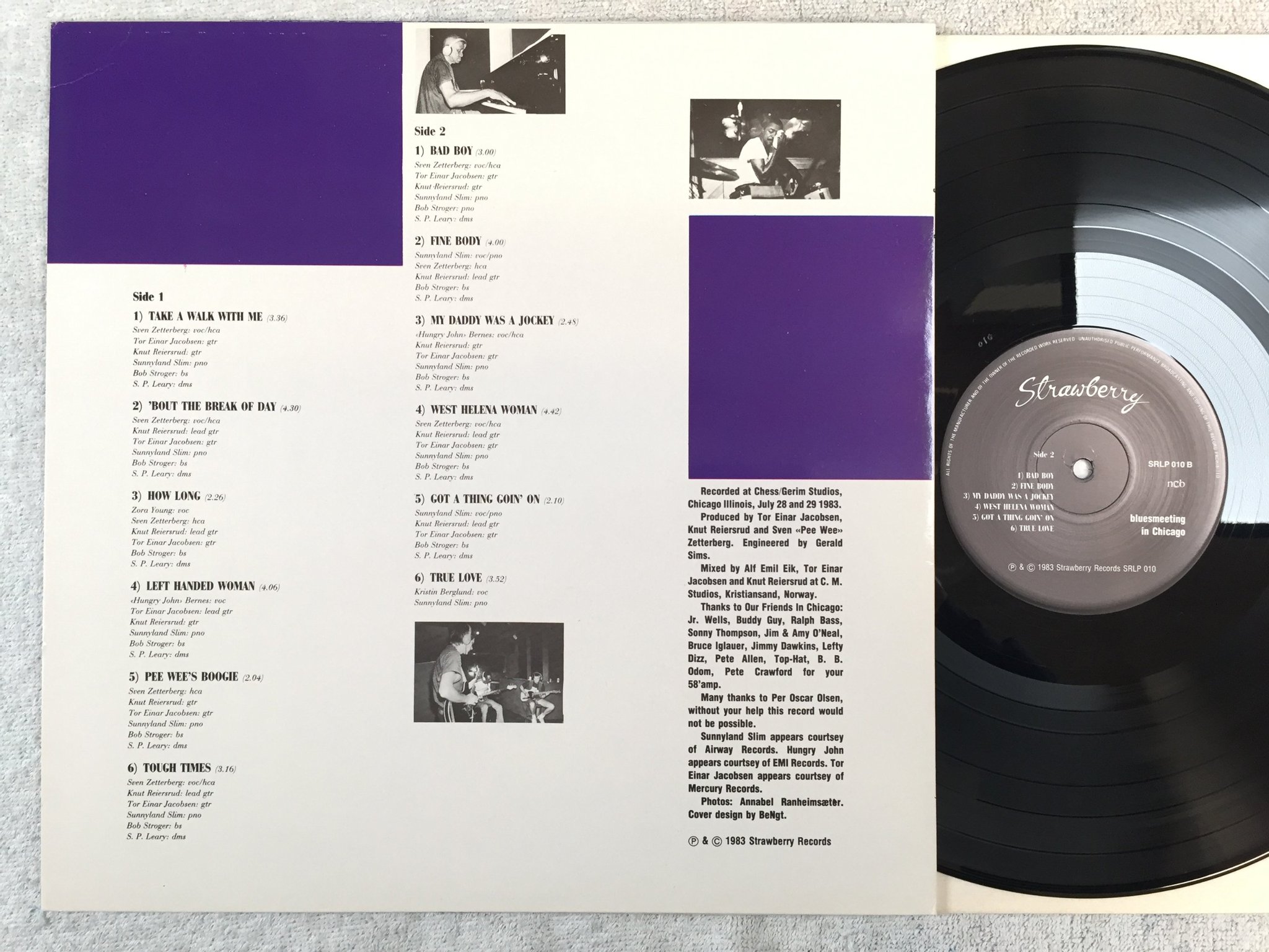 Omslagsbild för skivan V/A Sven Zetterberg - blues meeting in Chicago LP -83 Norway STRAWBERRY SRLP 010