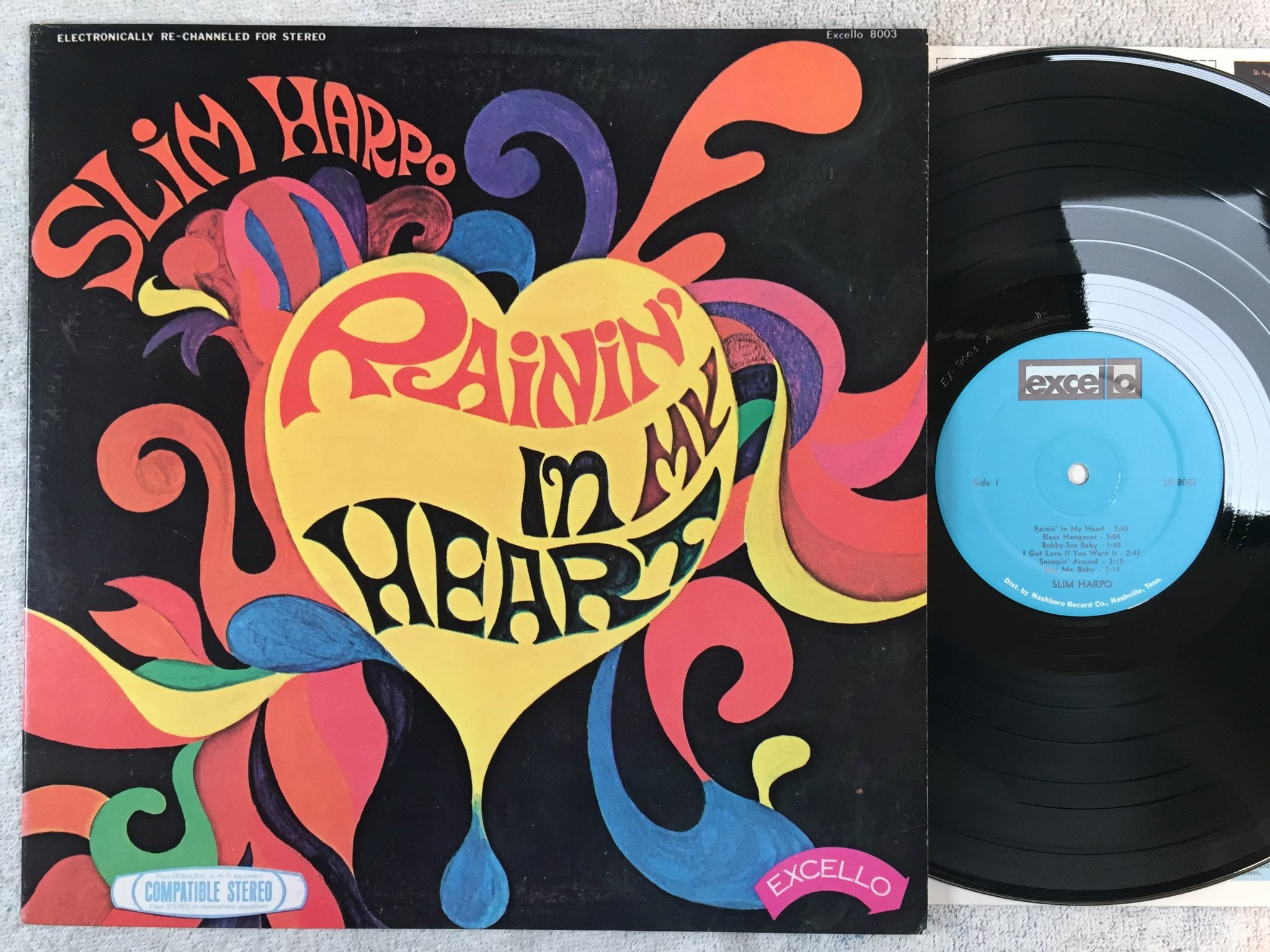 Omslagsbild för skivan SLIM HARPO rainin in my heart LP re US EXCELLO LP 8003