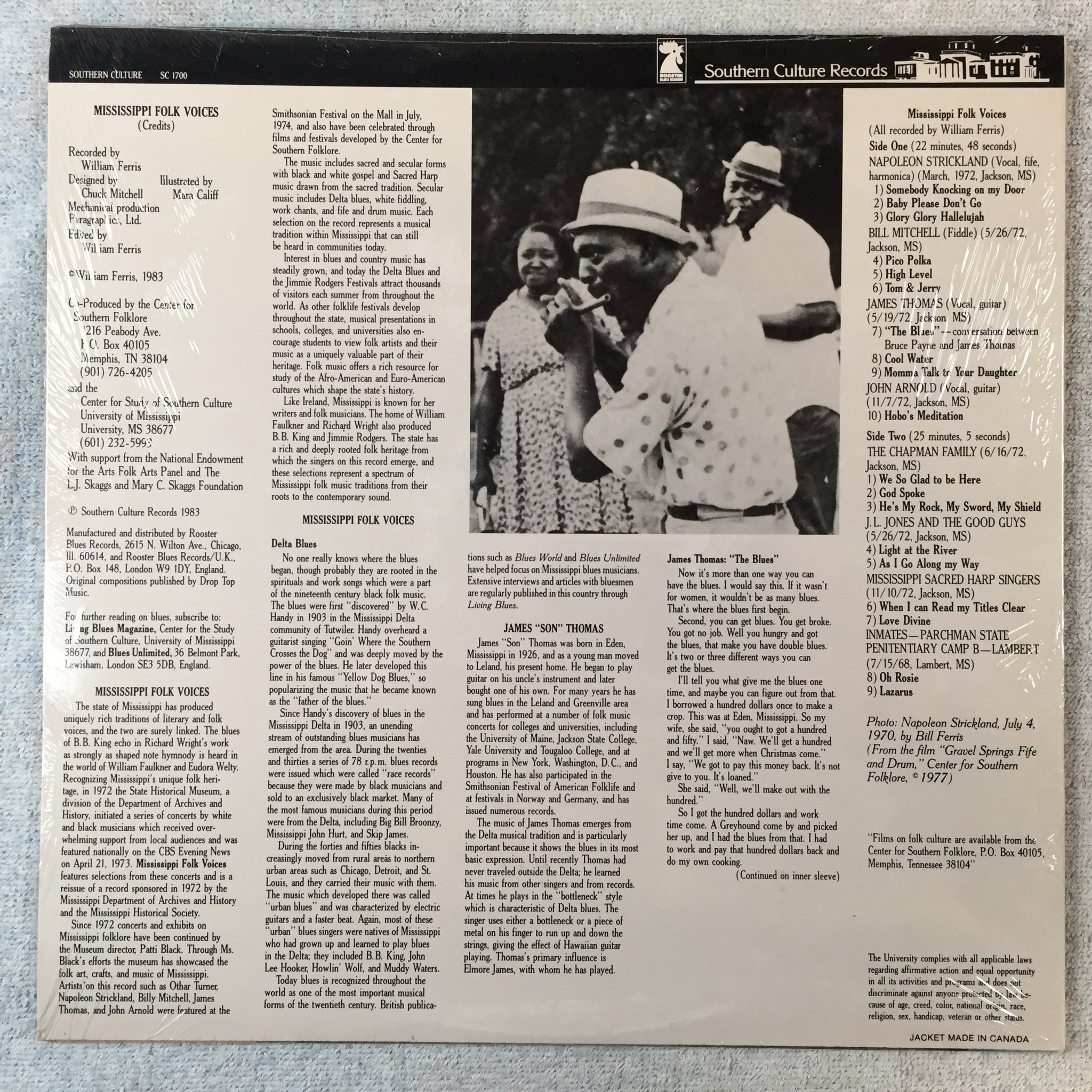 Omslagsbild för skivan V/A Mississippi Folk Voices LP -83 US SOUTHERN CULTURE SC 1700 S/S