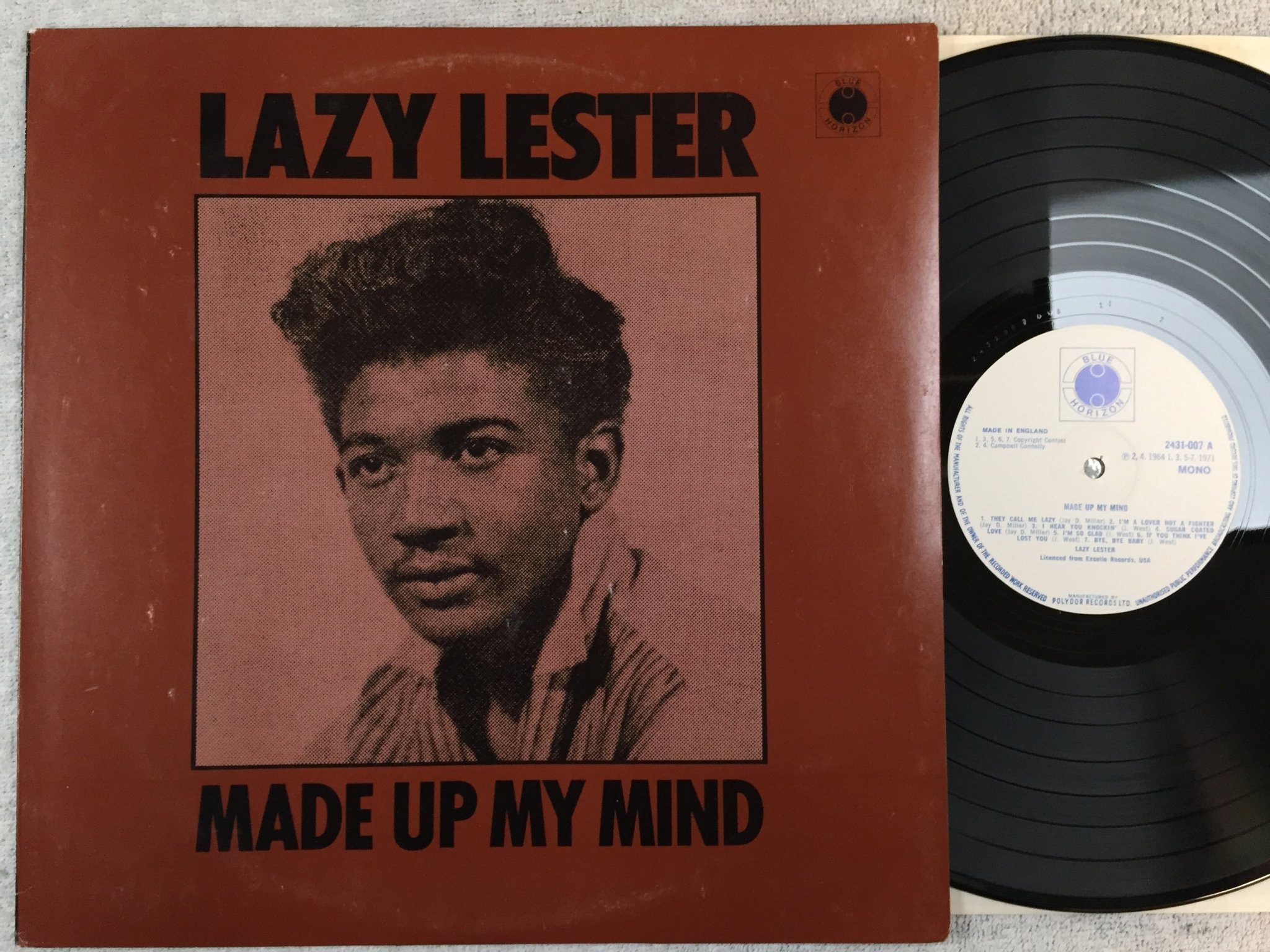 Omslagsbild för skivan LAZY LESTER made up my mind UK -71 UK BLUE HORIZON mono 2431-007 Rare blues !