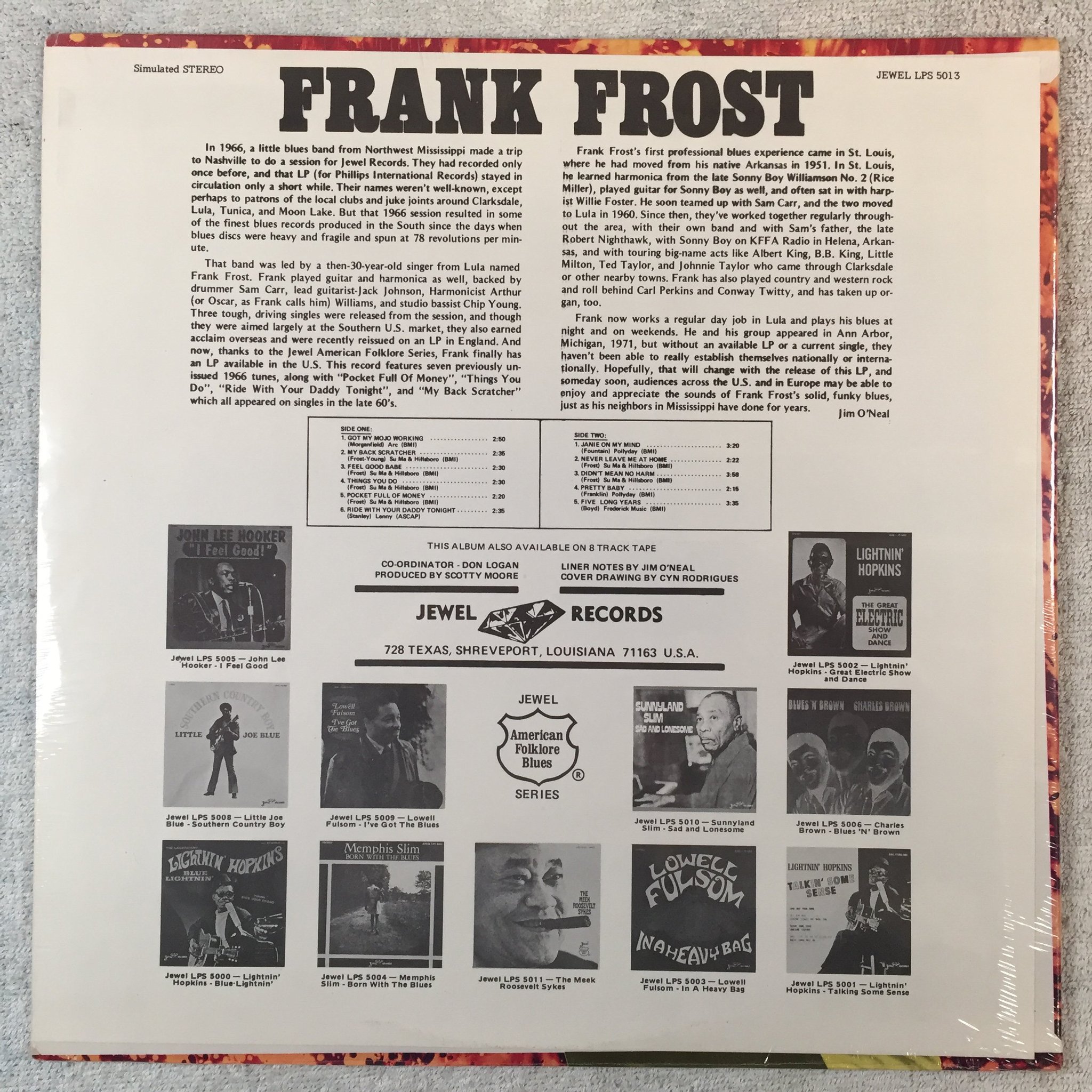 Omslagsbild för skivan FRANK FROST s/t LP -73 US JEWEL LPS 5013 Still sealed
